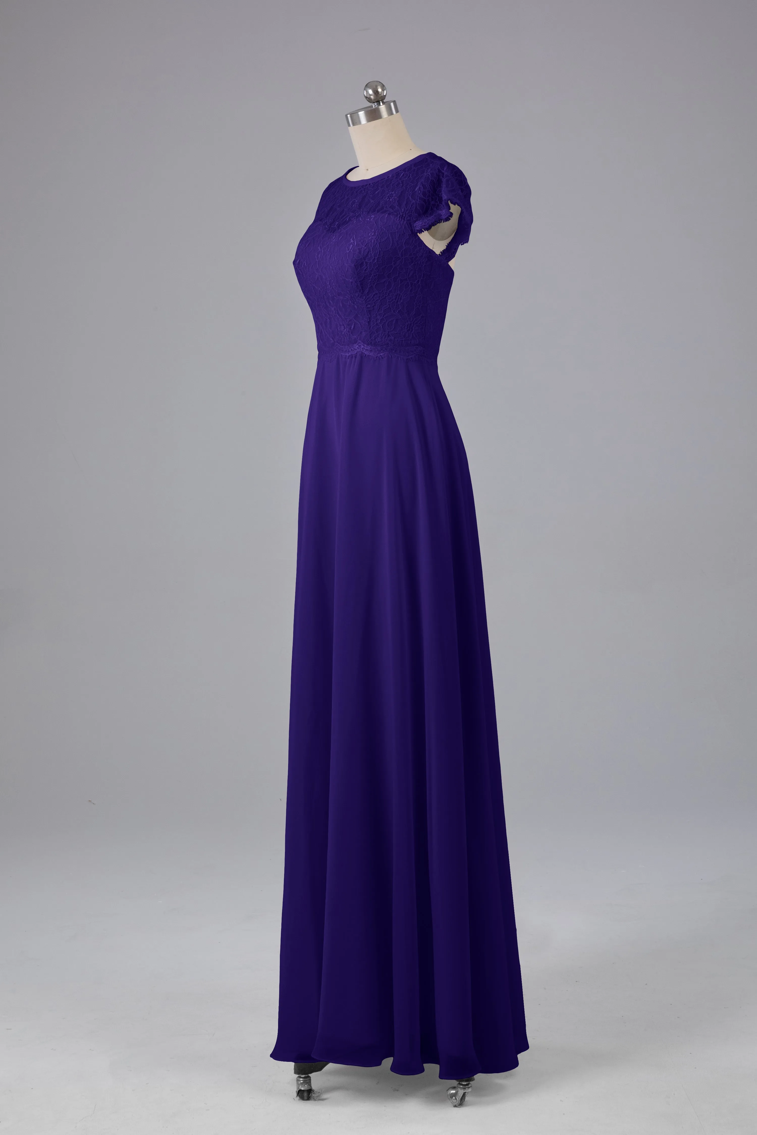 Simple Cap Sleeves Long Bridesmaid Dresses