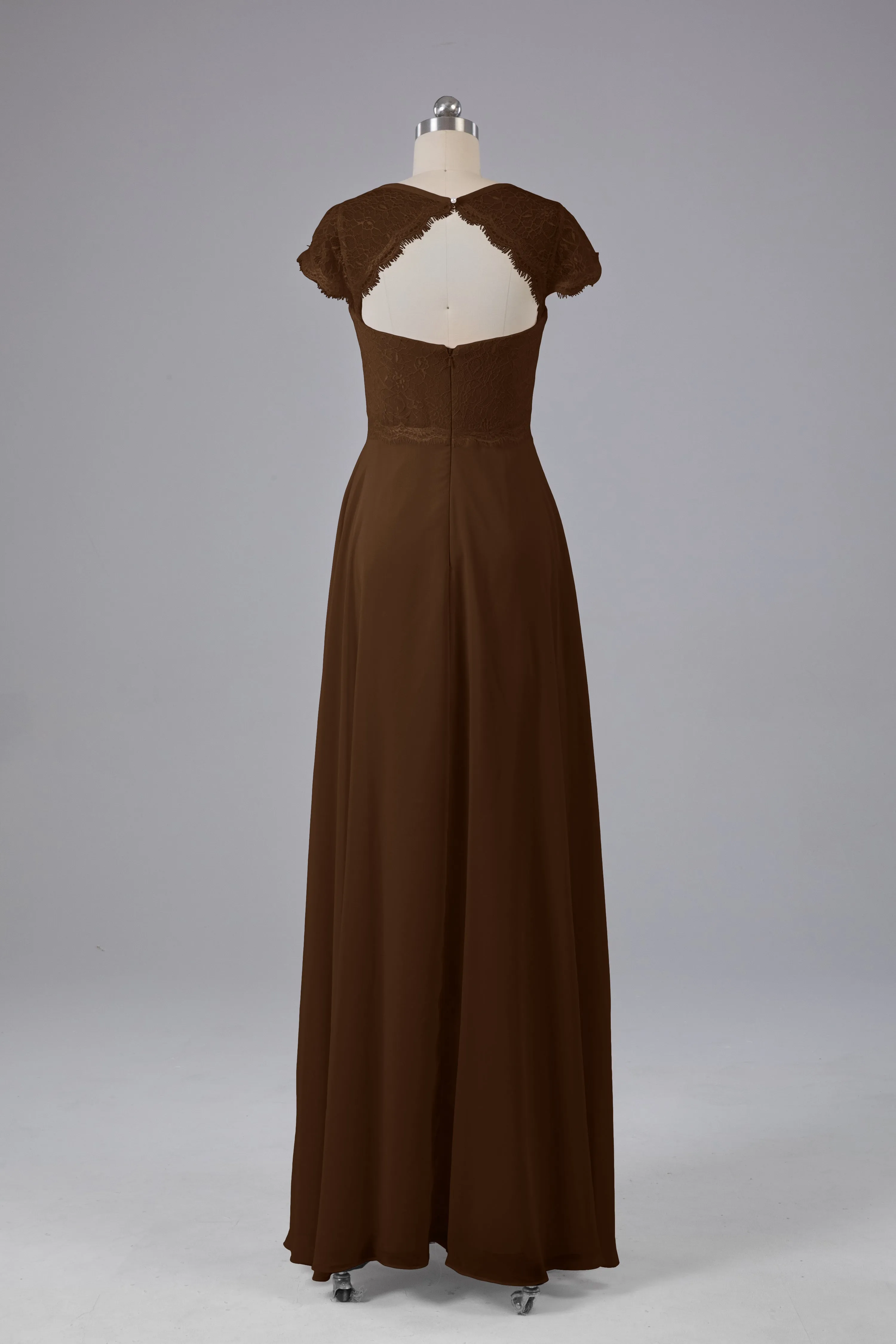 Simple Cap Sleeves Long Bridesmaid Dresses