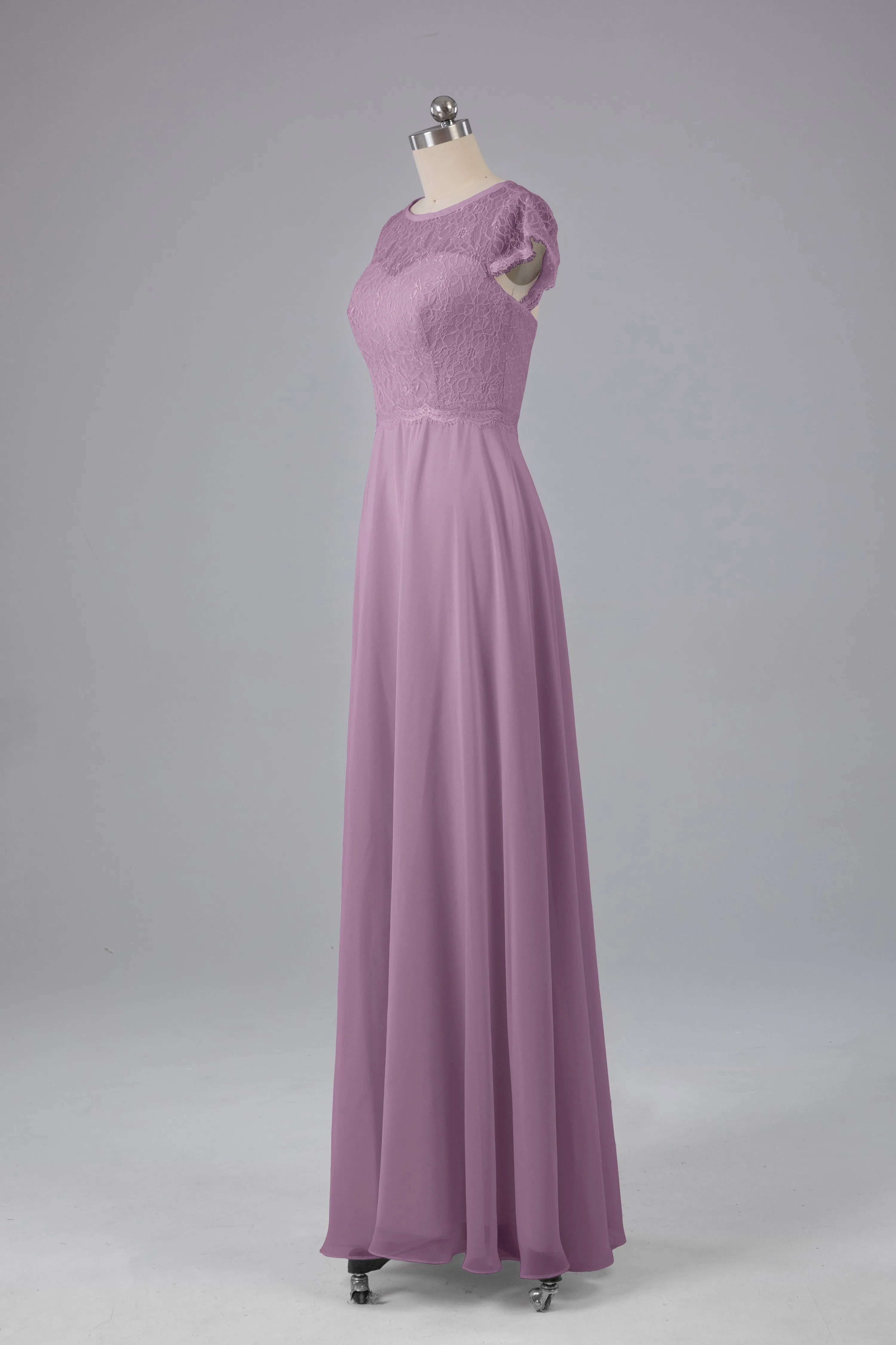 Simple Cap Sleeves Long Bridesmaid Dresses