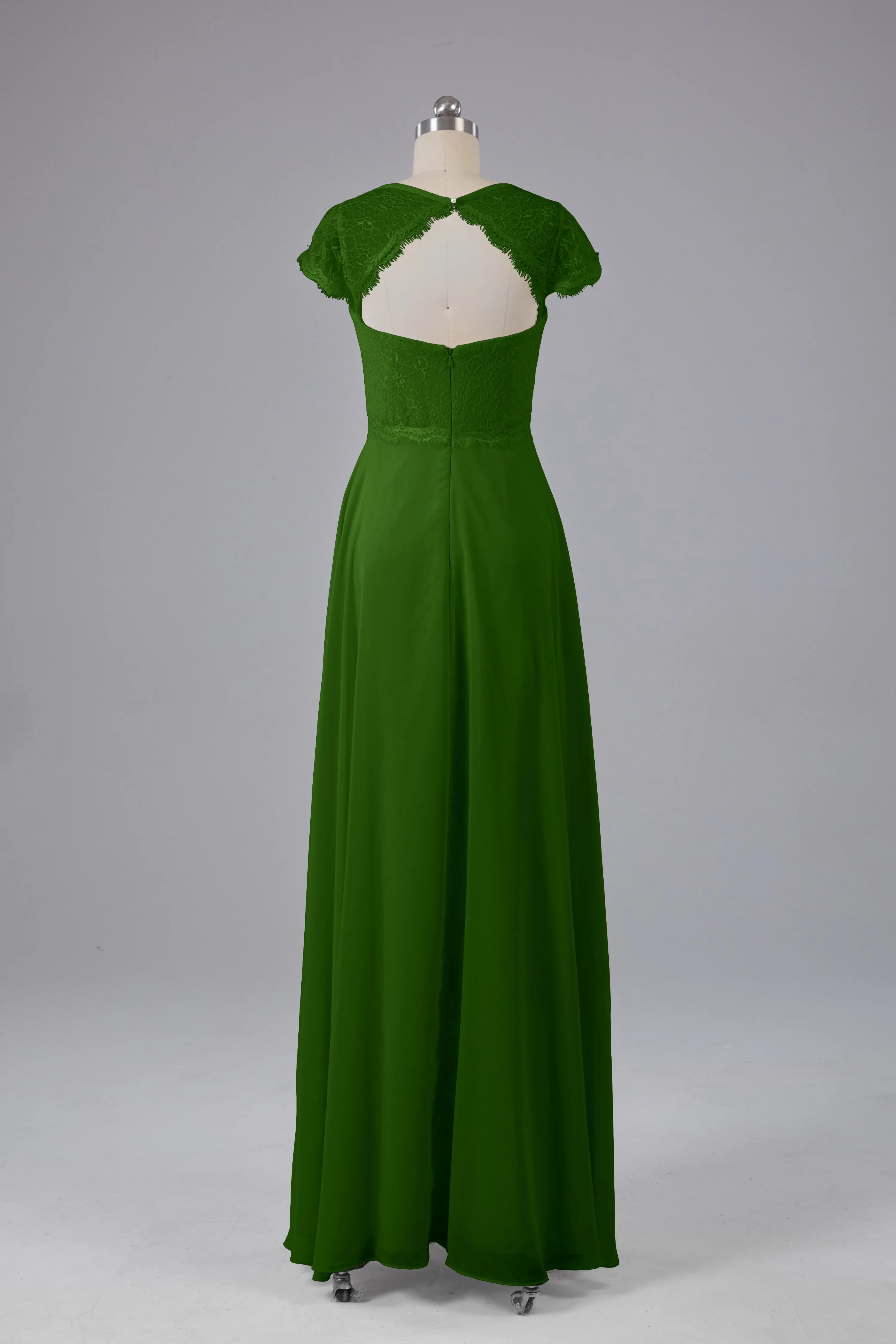 Simple Cap Sleeves Long Bridesmaid Dresses