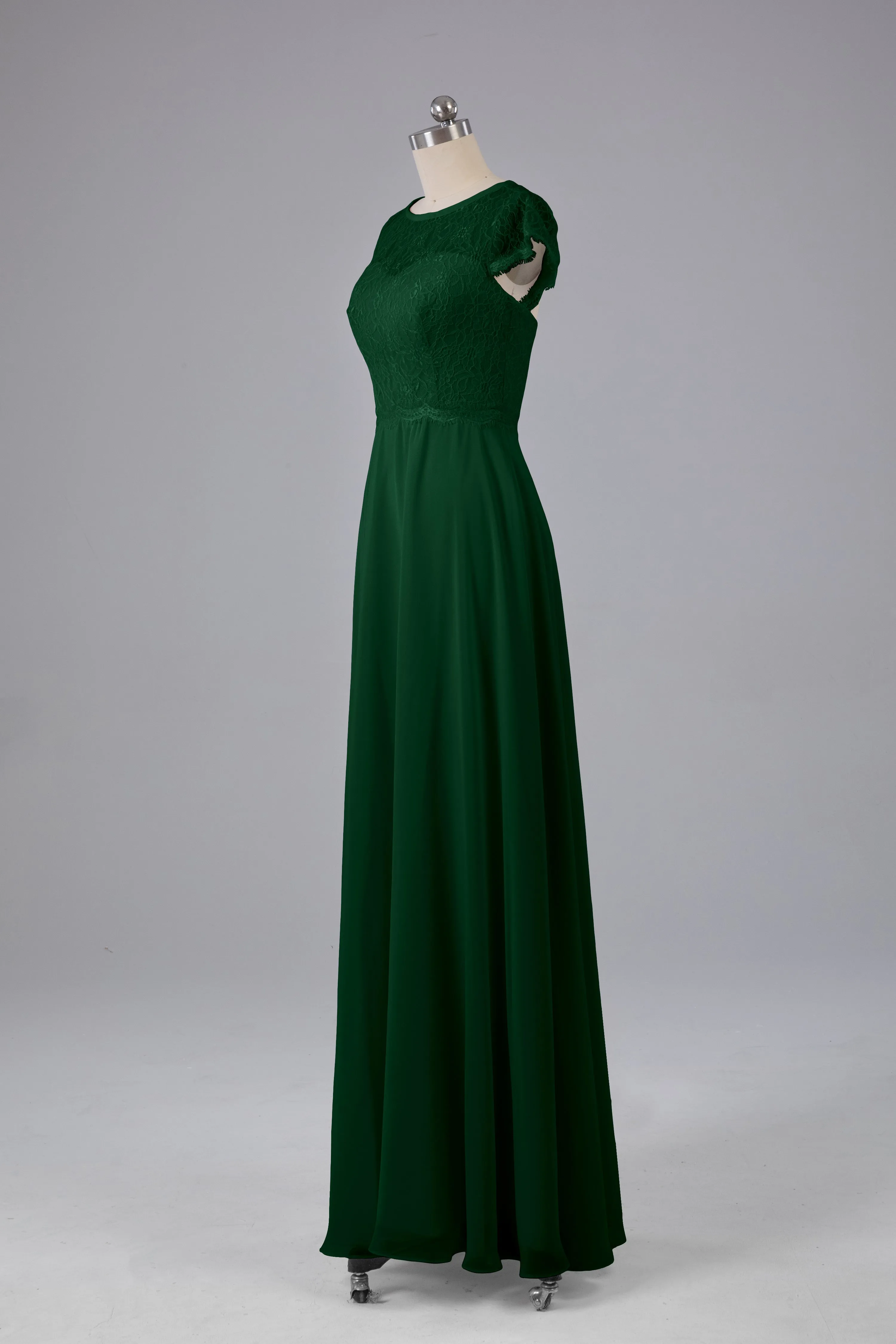 Simple Cap Sleeves Long Bridesmaid Dresses