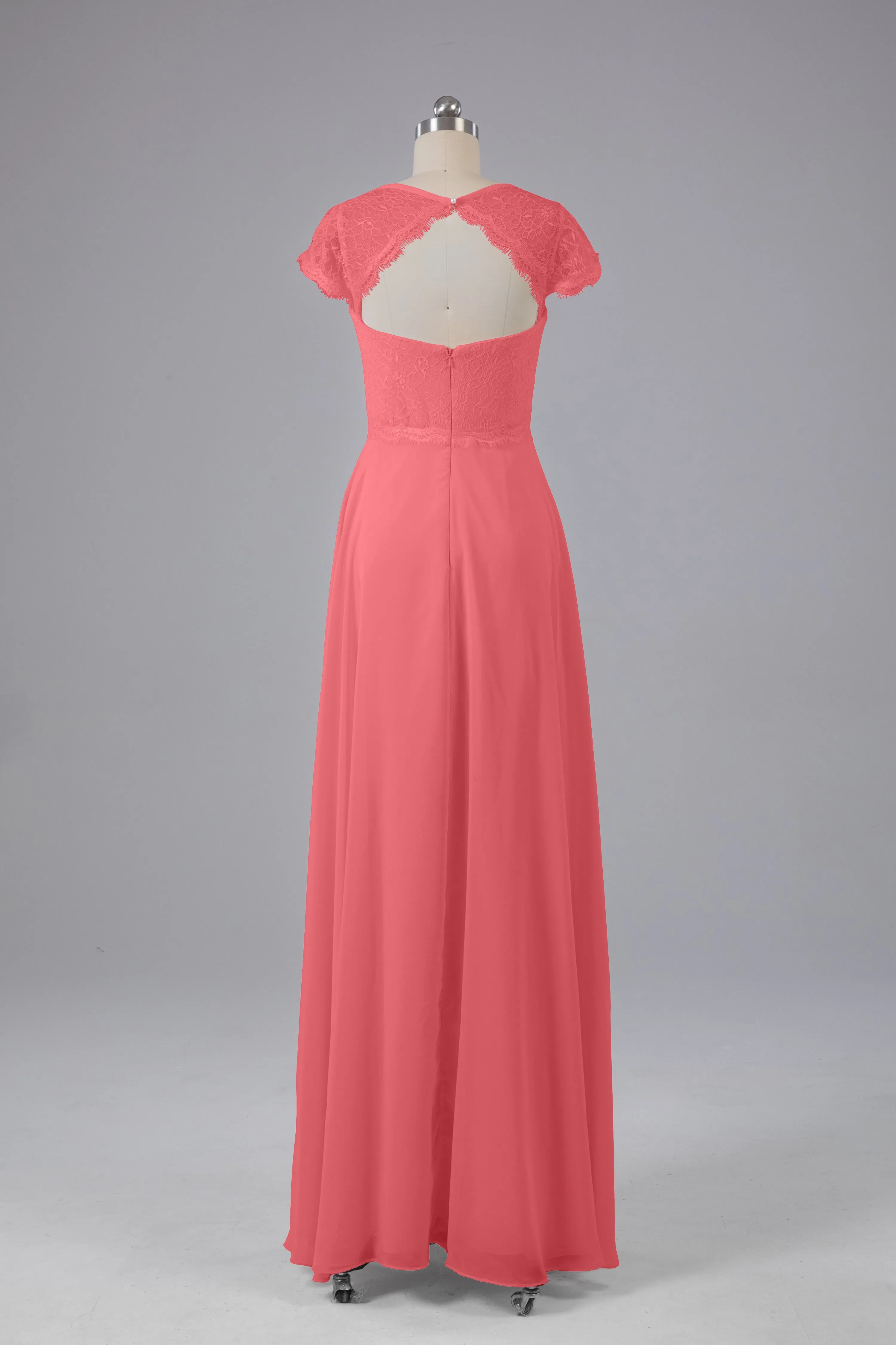 Simple Cap Sleeves Long Bridesmaid Dresses
