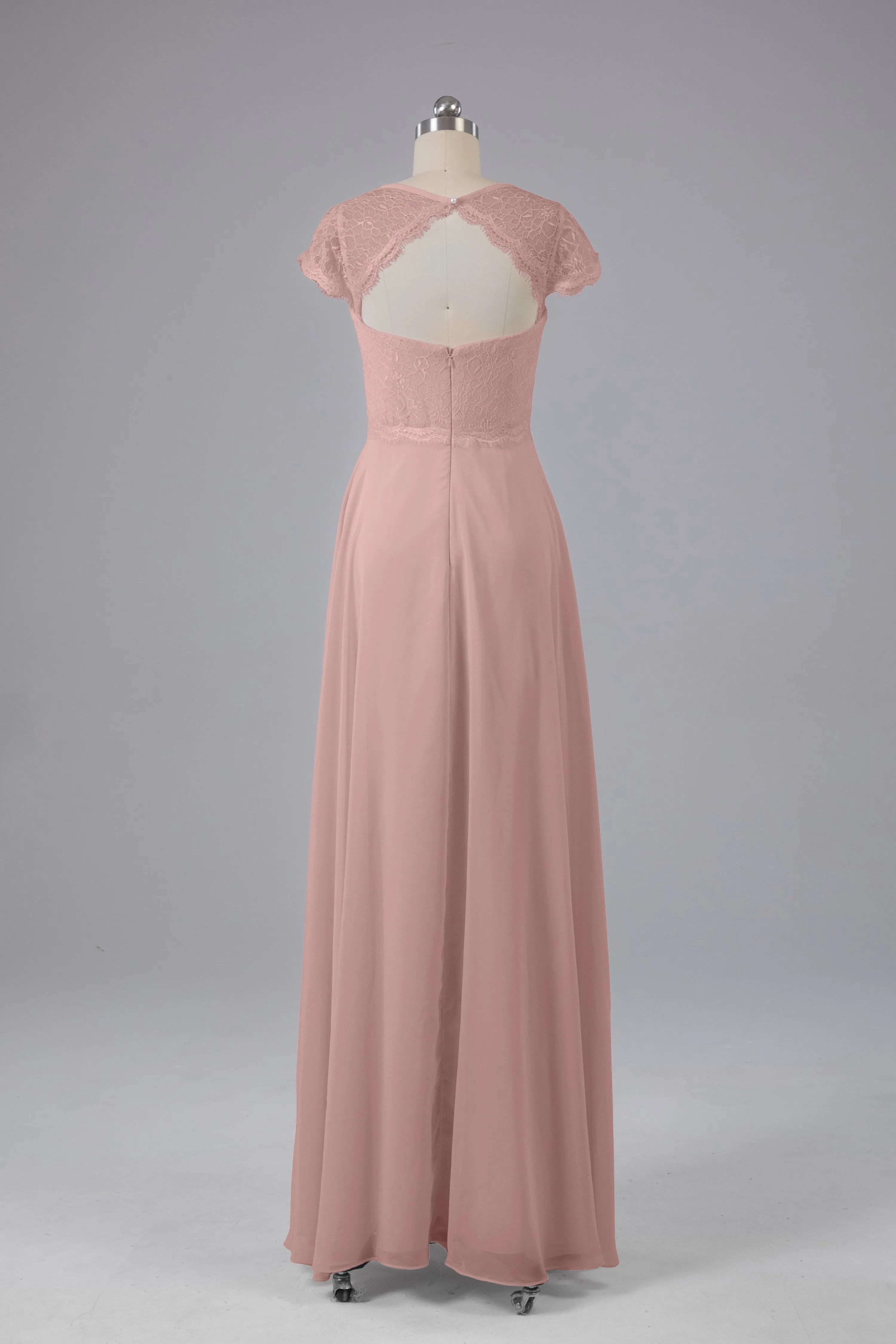 Simple Cap Sleeves Long Bridesmaid Dresses