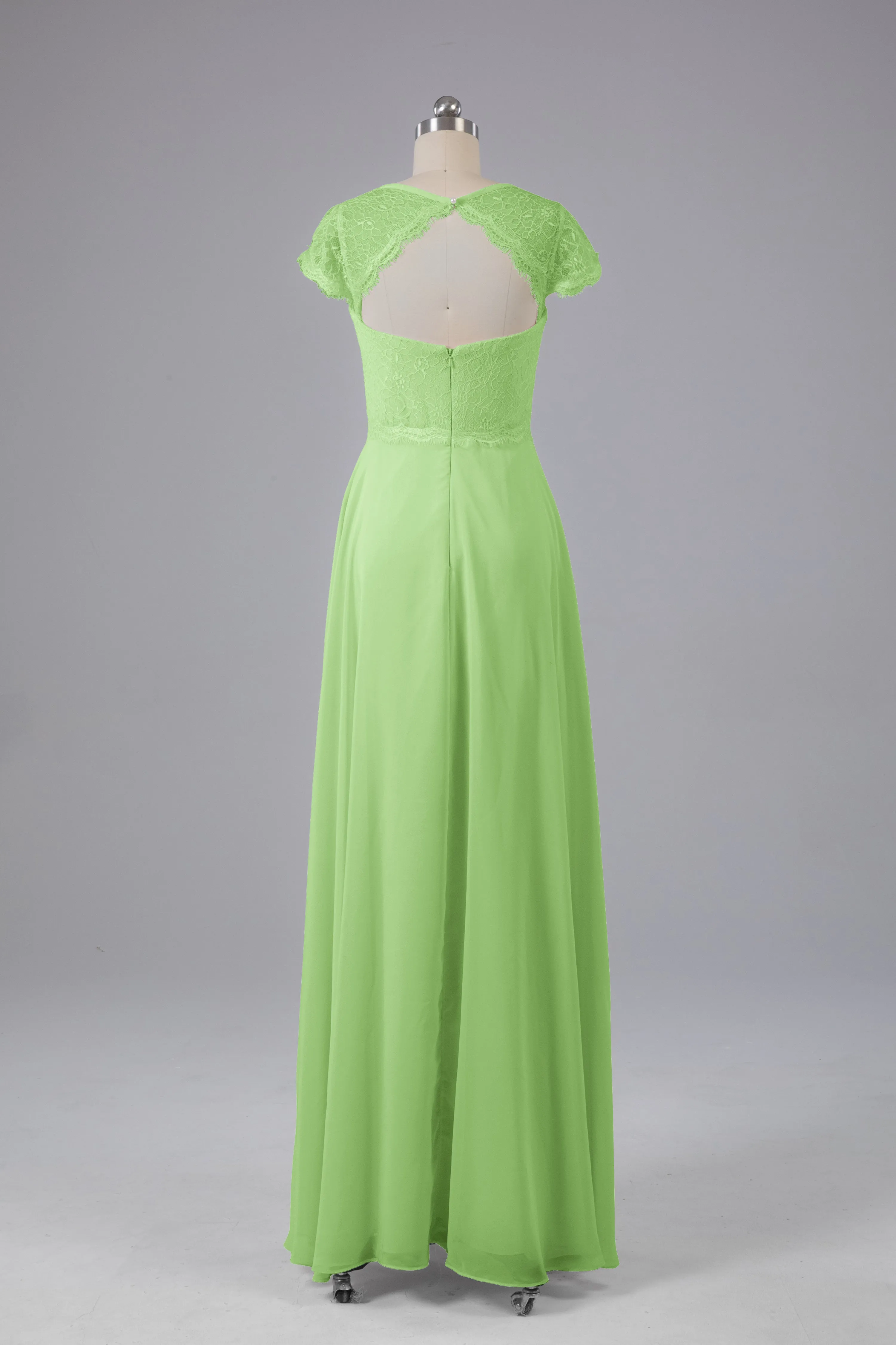 Simple Cap Sleeves Long Bridesmaid Dresses