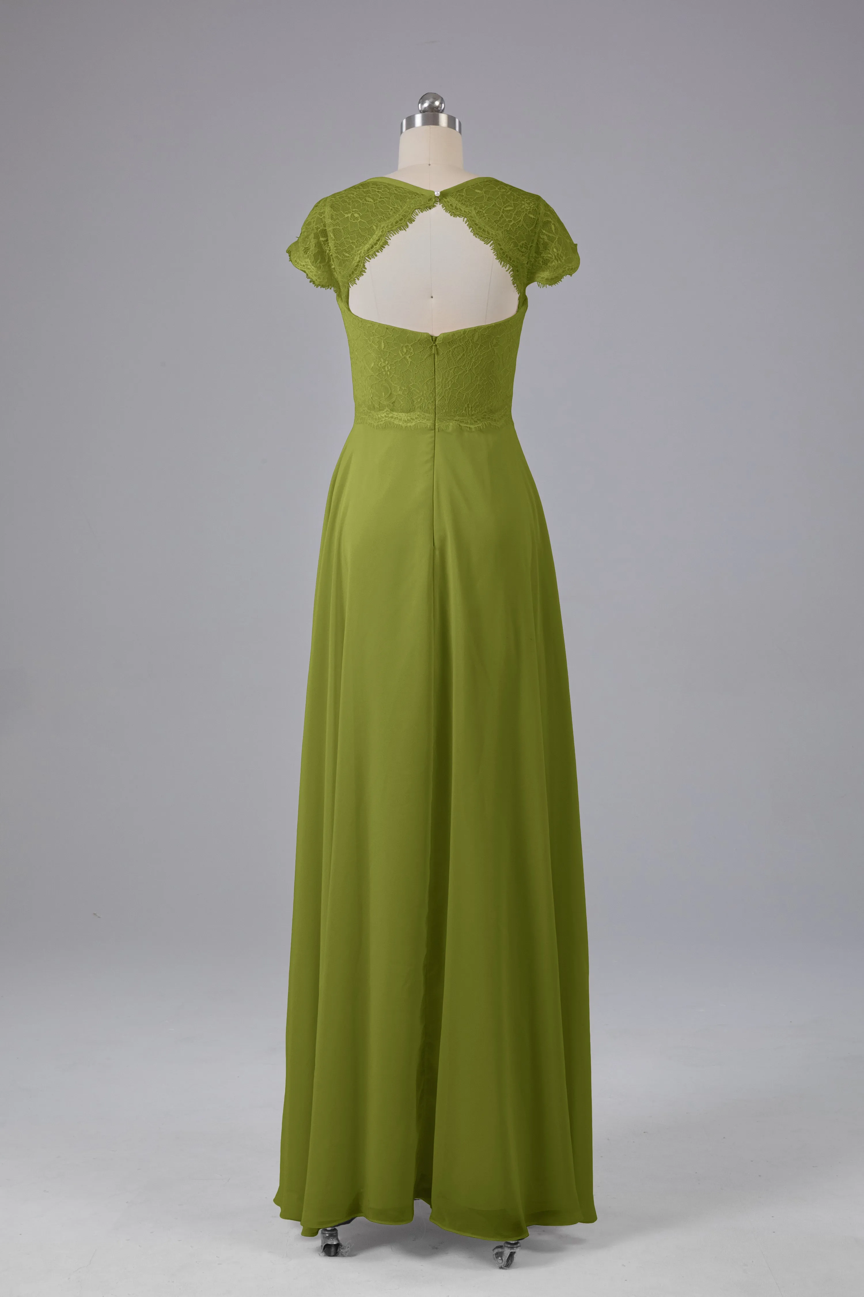Simple Cap Sleeves Long Bridesmaid Dresses