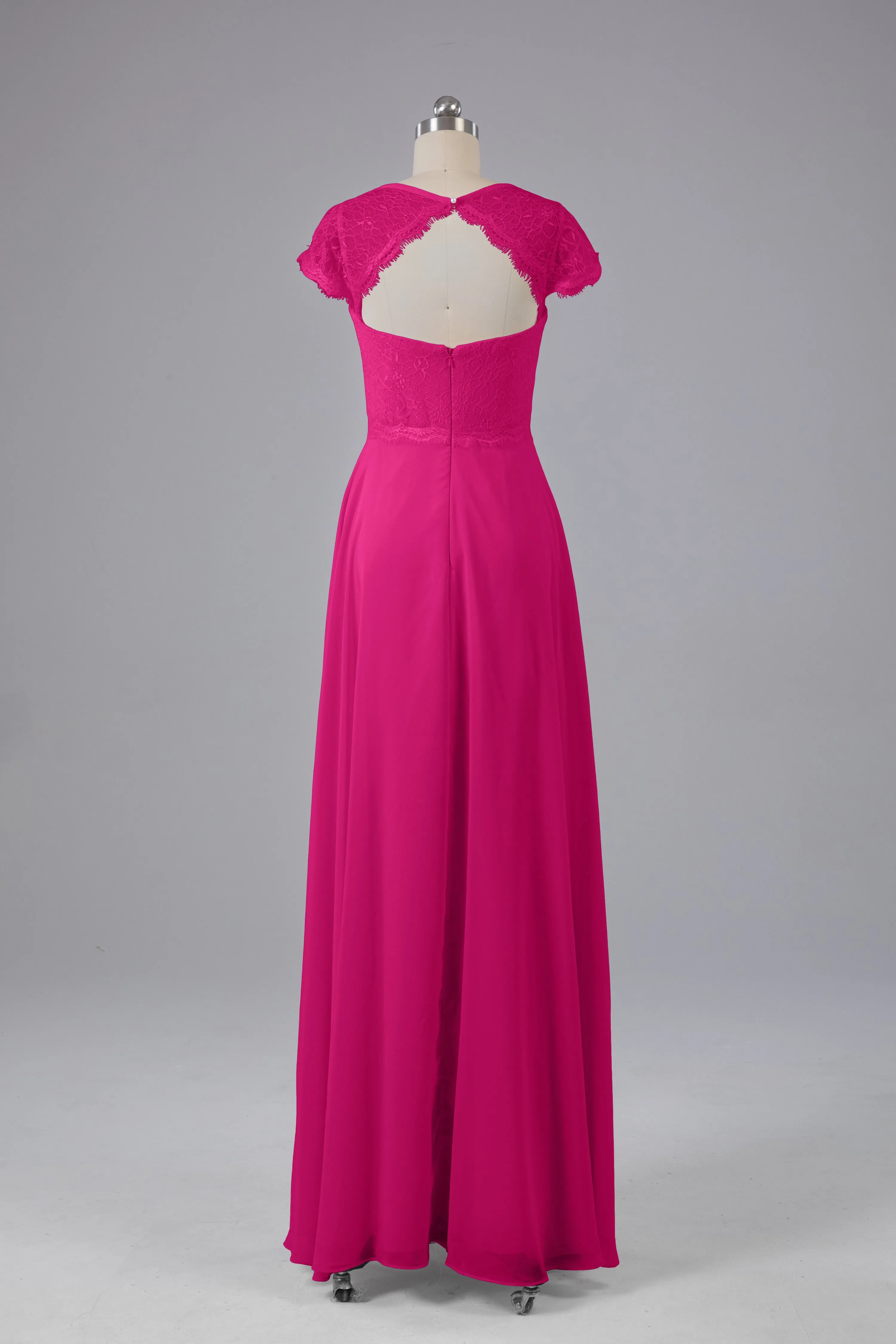 Simple Cap Sleeves Long Bridesmaid Dresses