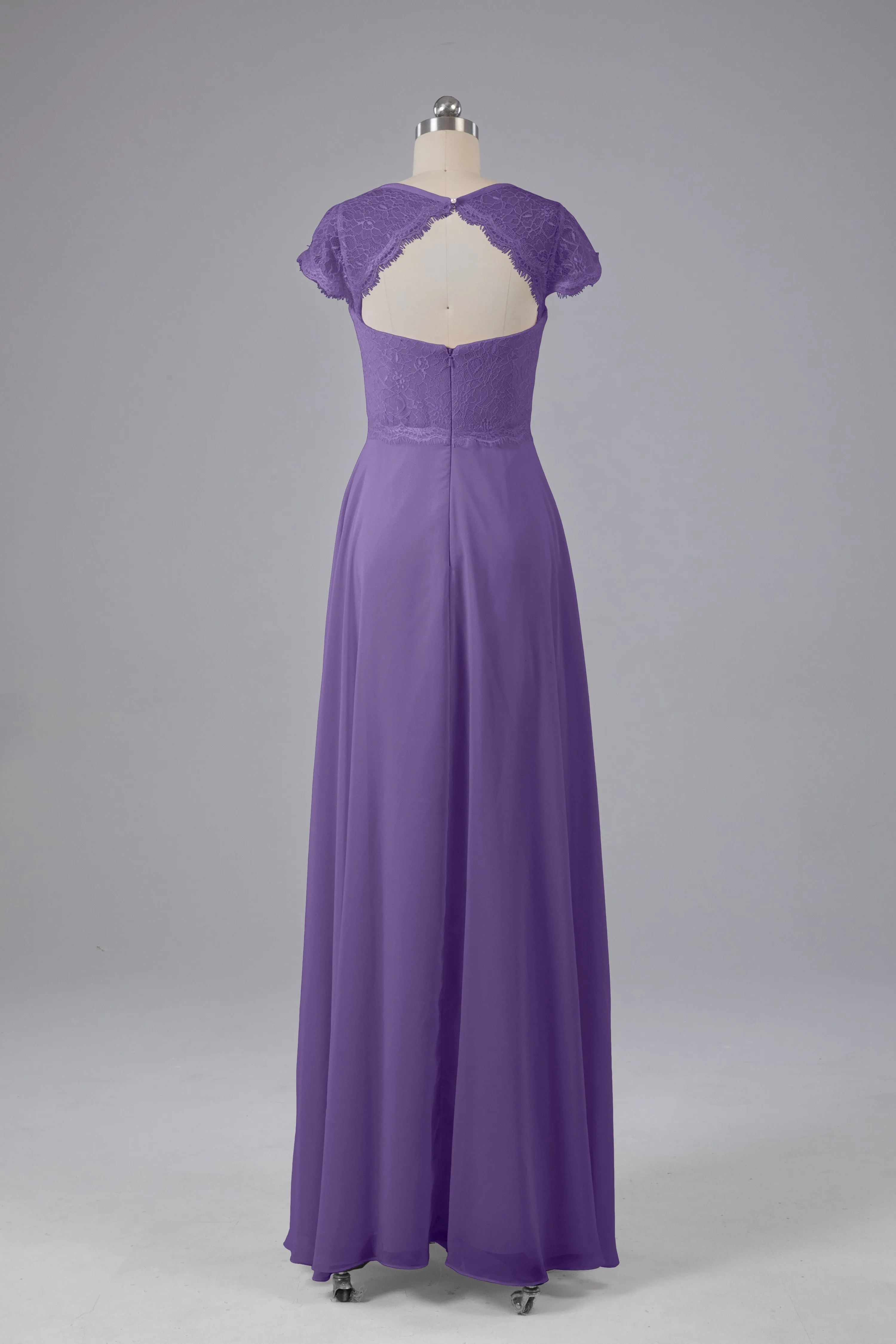 Simple Cap Sleeves Long Bridesmaid Dresses