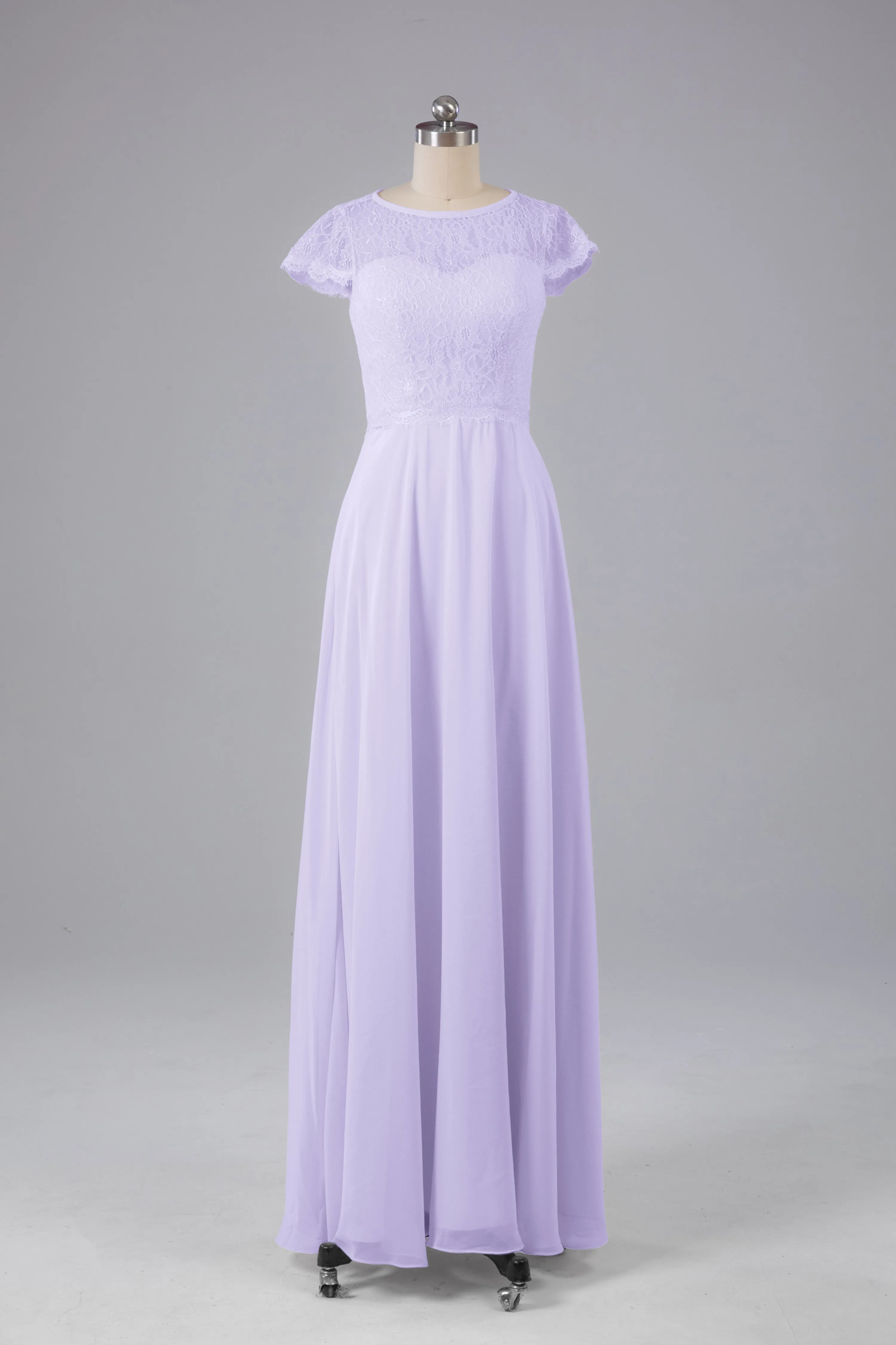 Simple Cap Sleeves Long Bridesmaid Dresses