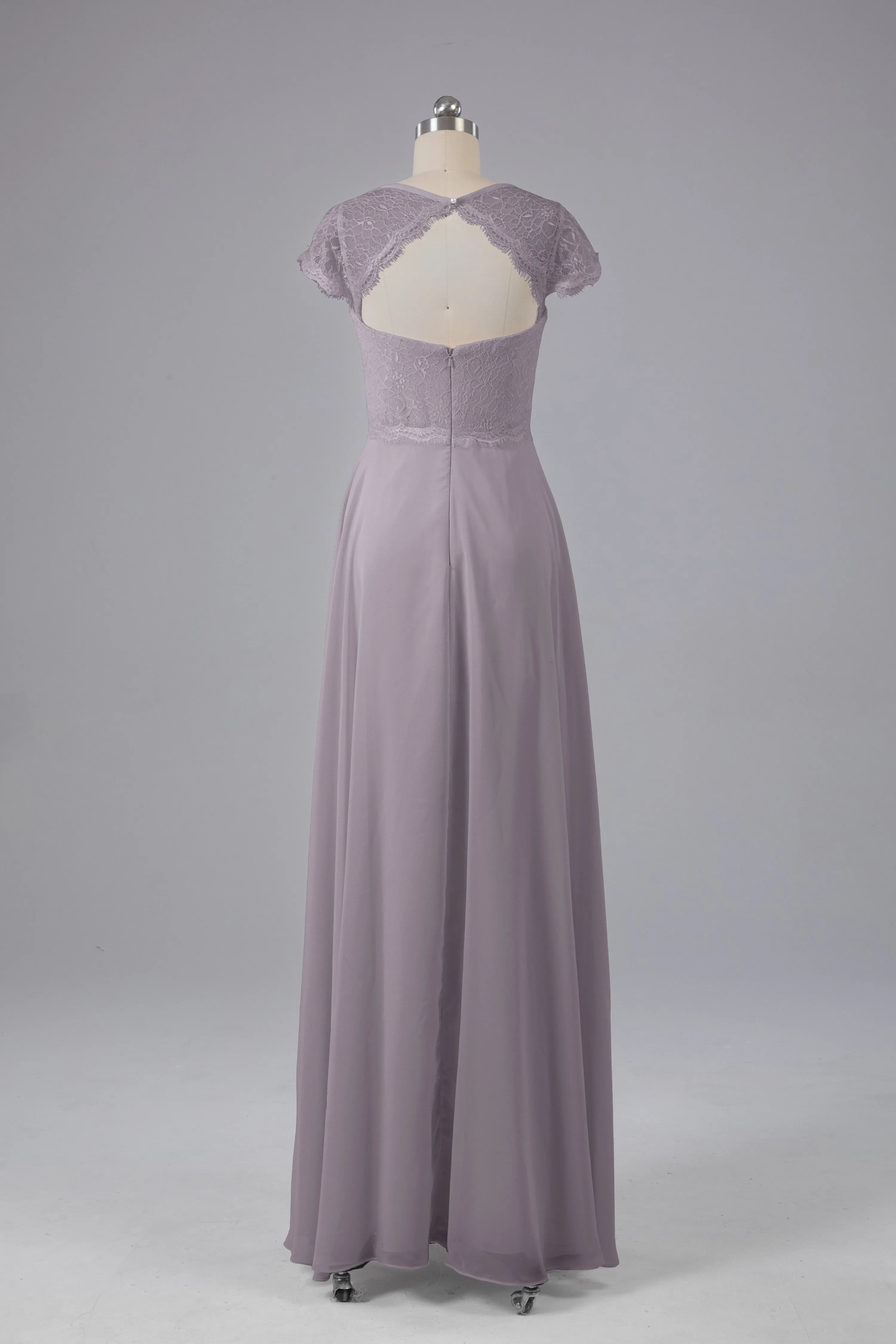 Simple Cap Sleeves Long Bridesmaid Dresses