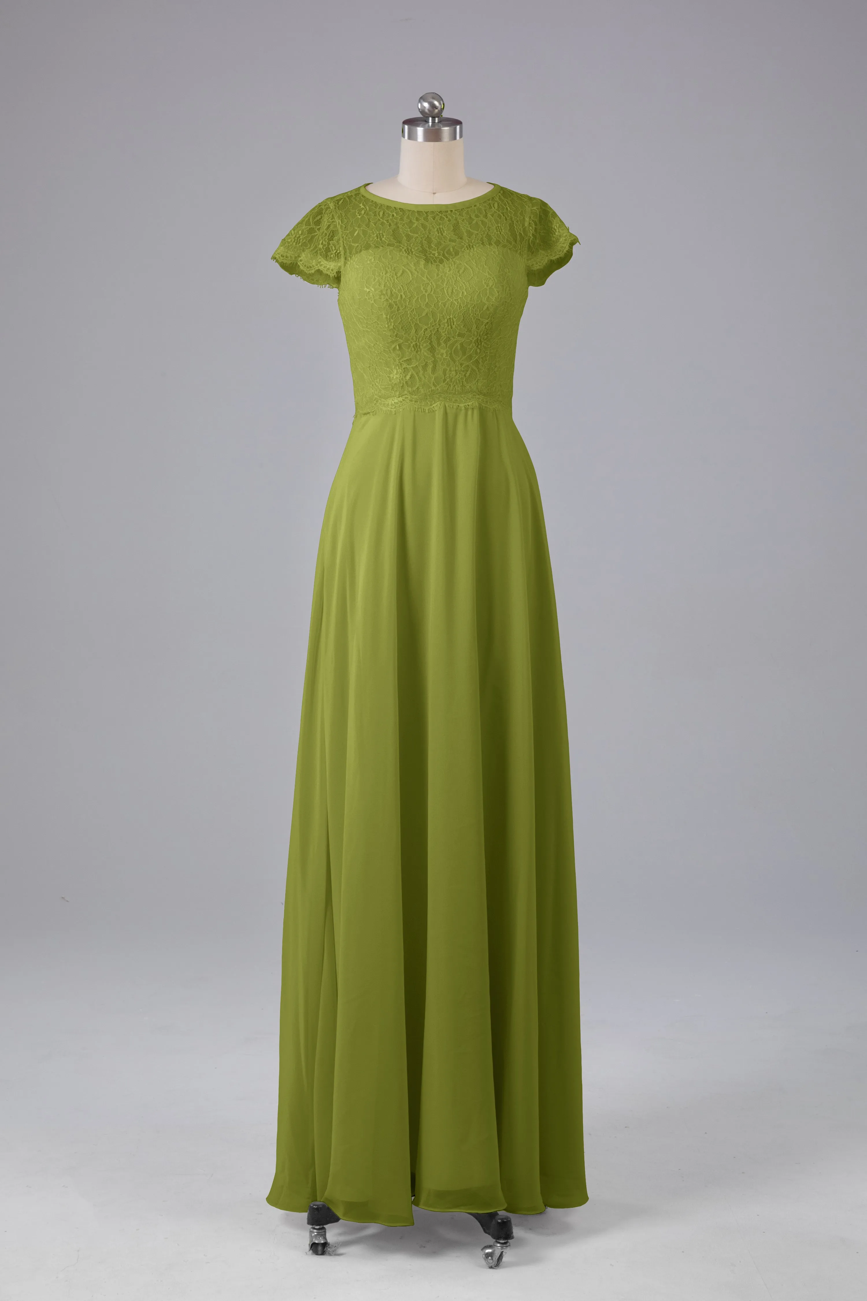 Simple Cap Sleeves Long Bridesmaid Dresses