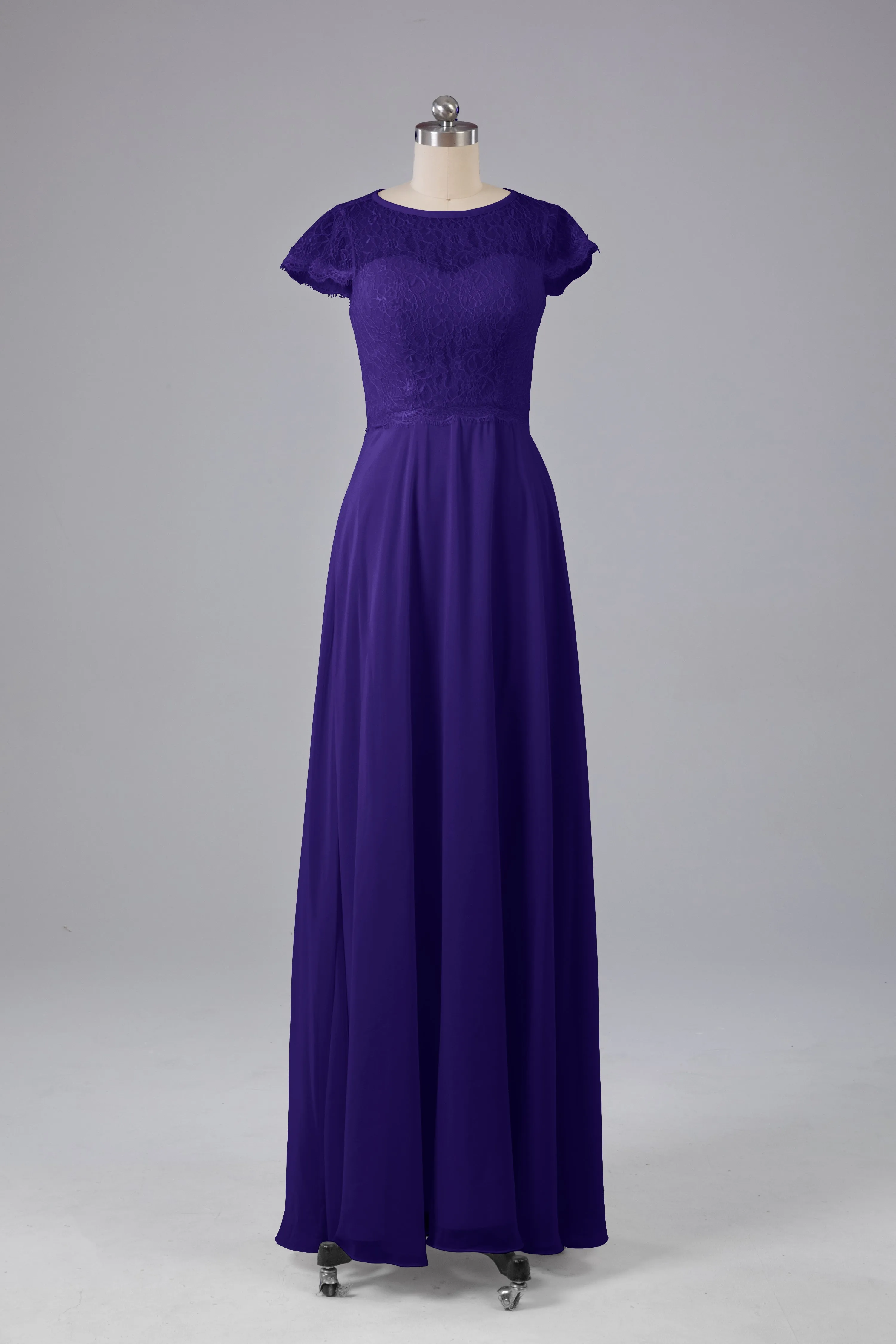 Simple Cap Sleeves Long Bridesmaid Dresses