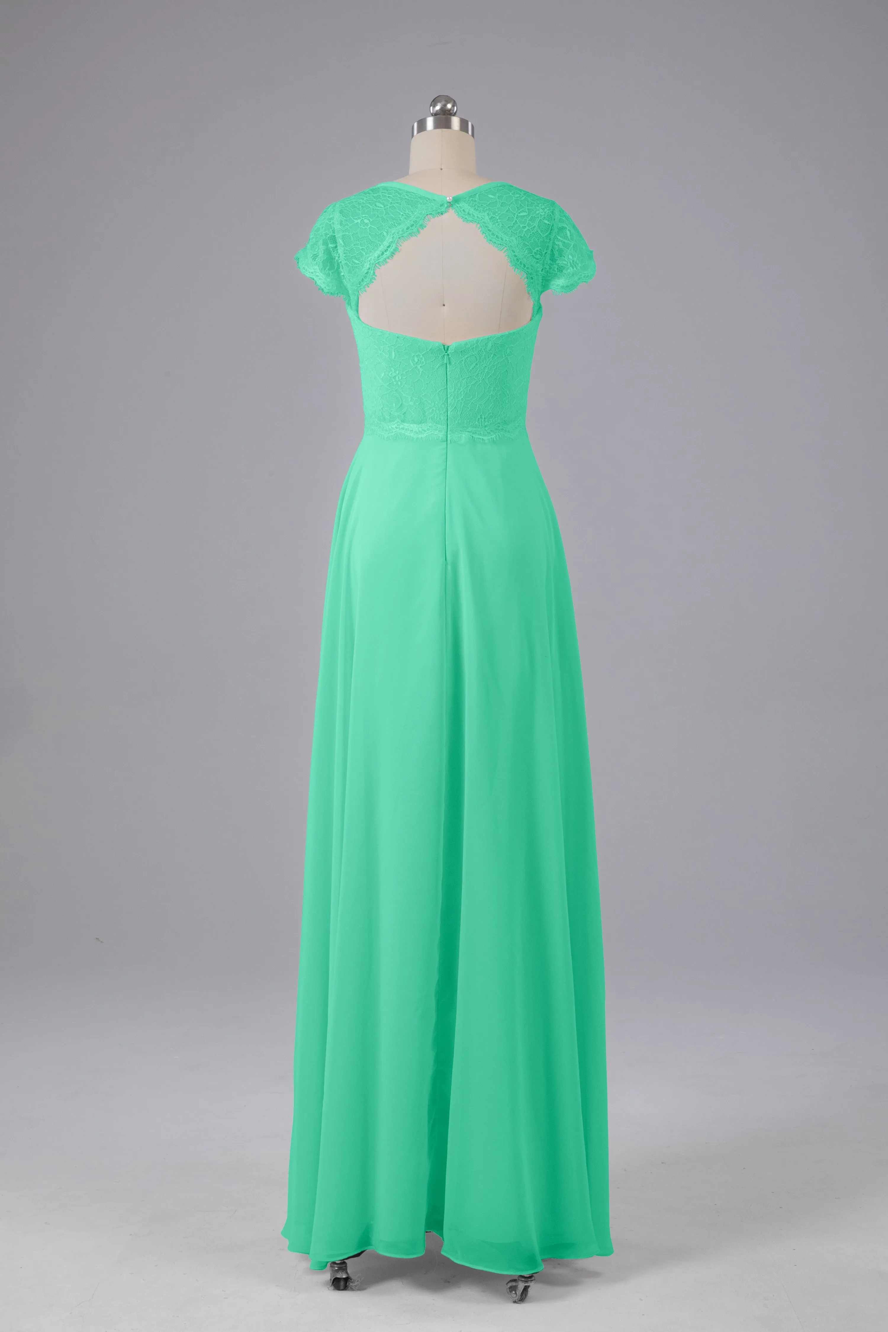 Simple Cap Sleeves Long Bridesmaid Dresses