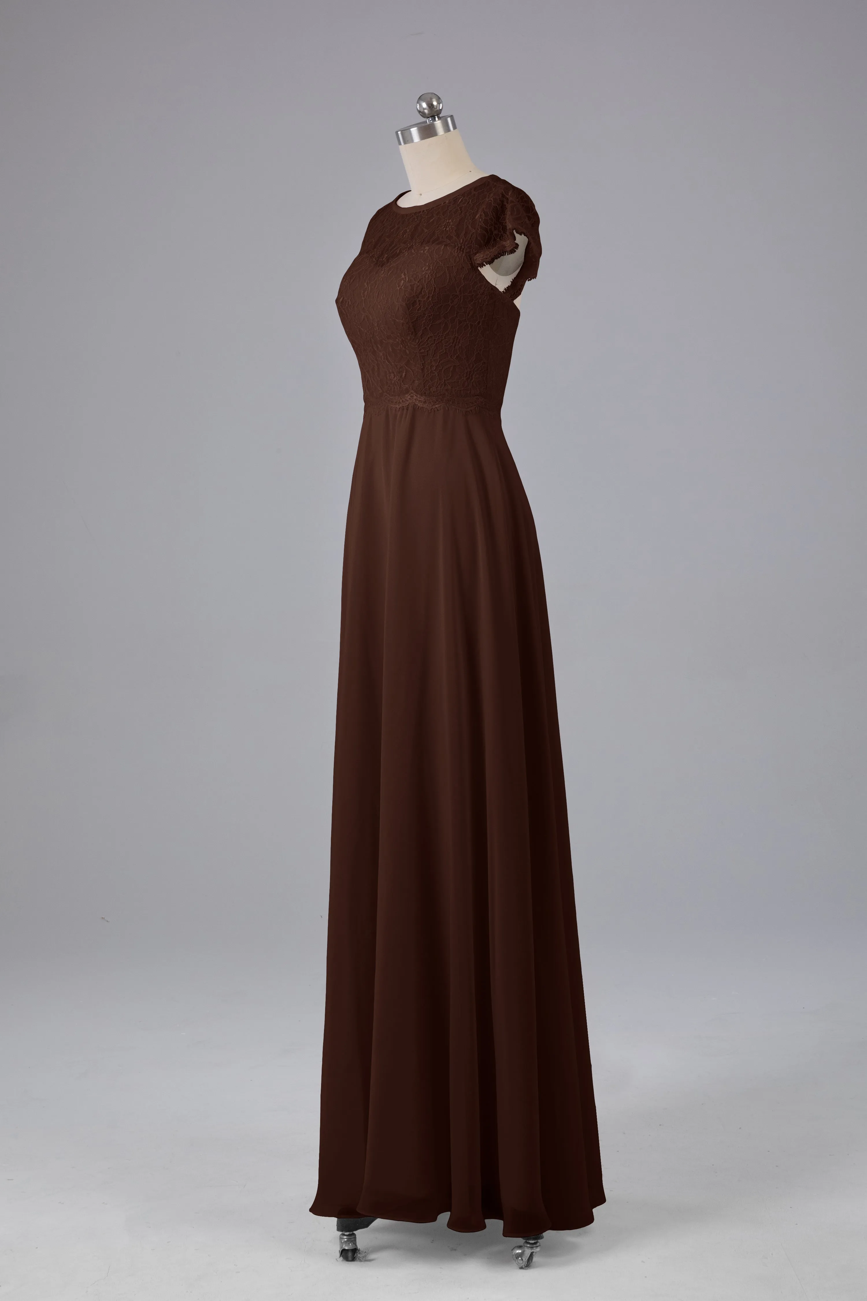 Simple Cap Sleeves Long Bridesmaid Dresses