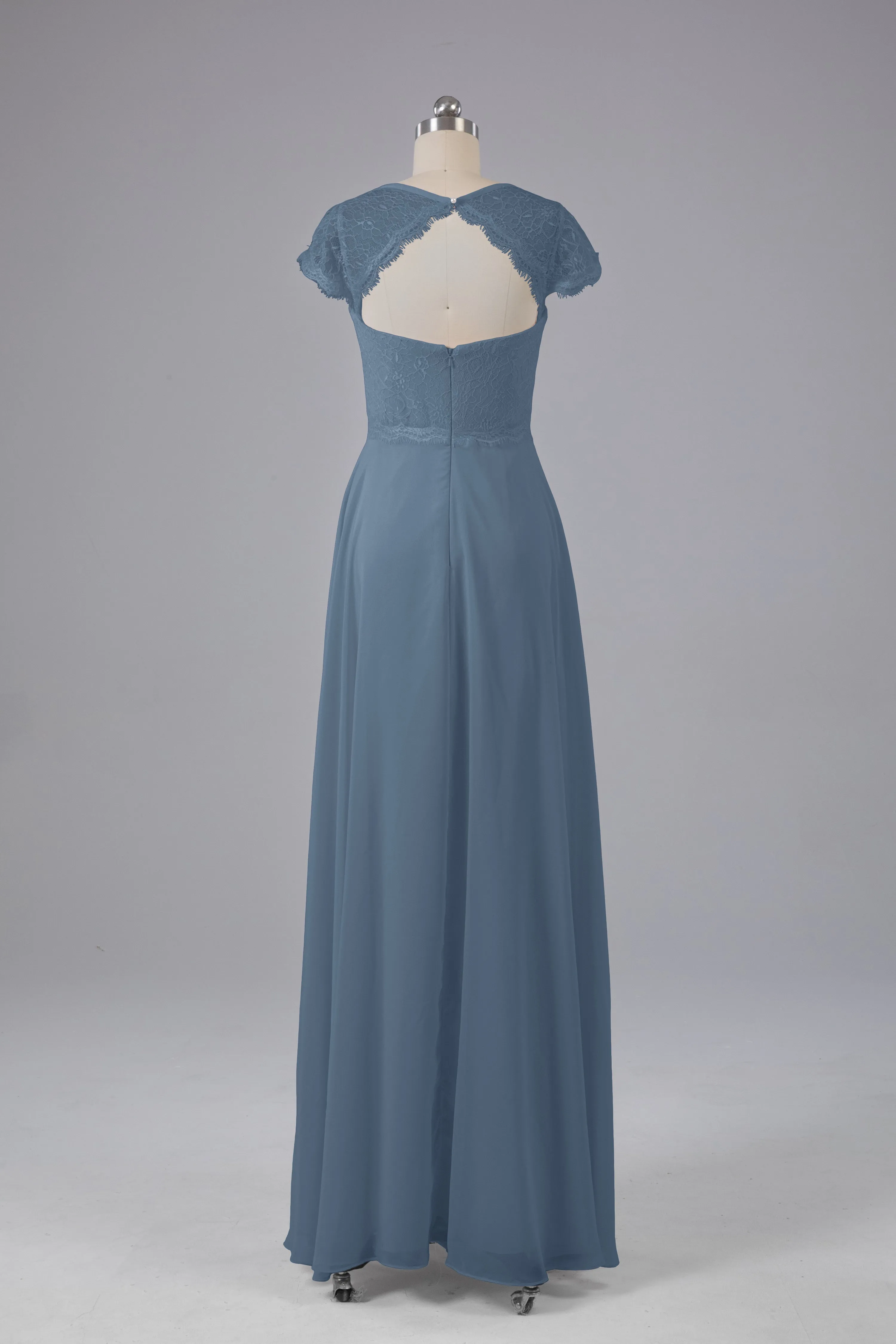 Simple Cap Sleeves Long Bridesmaid Dresses