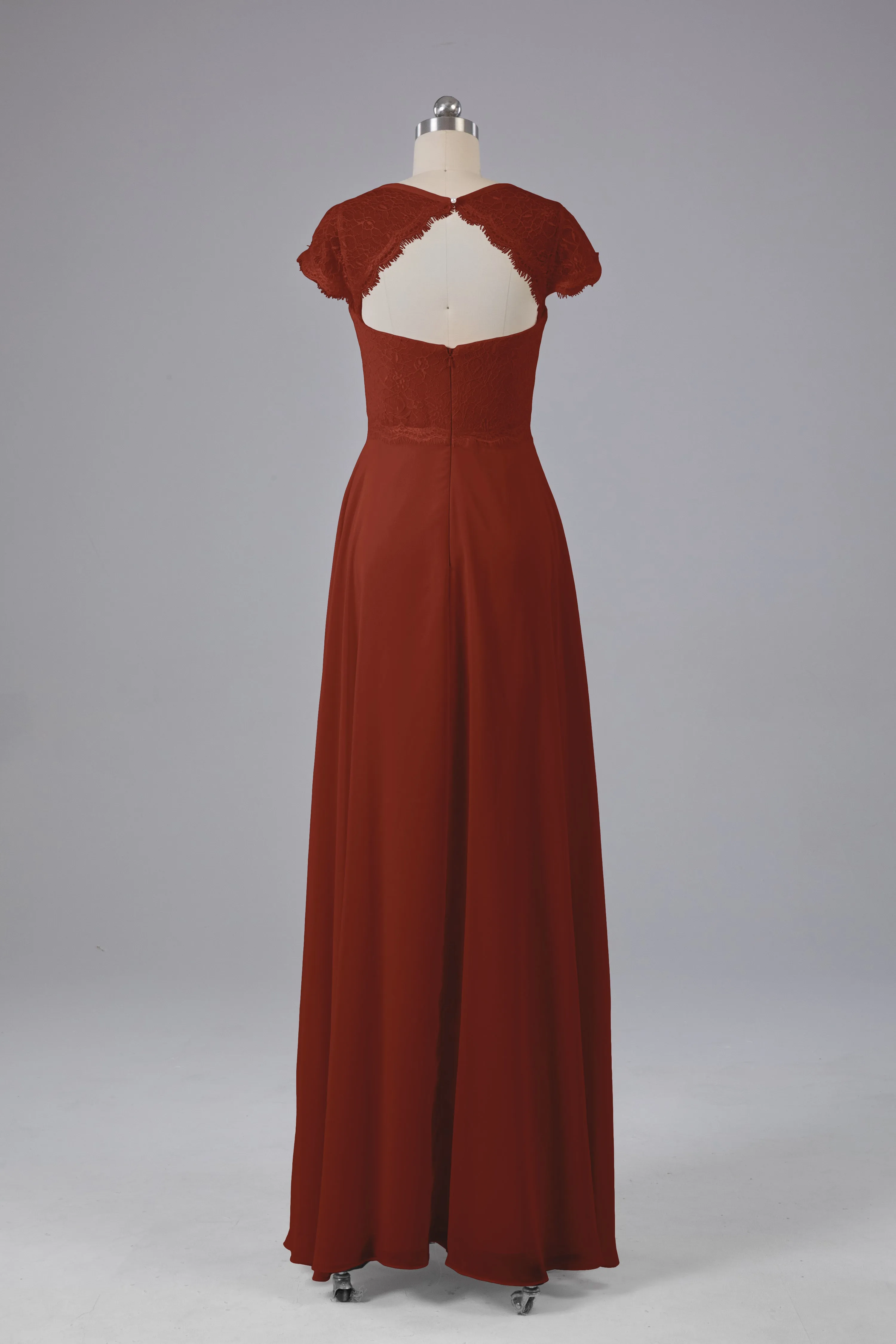 Simple Cap Sleeves Long Bridesmaid Dresses