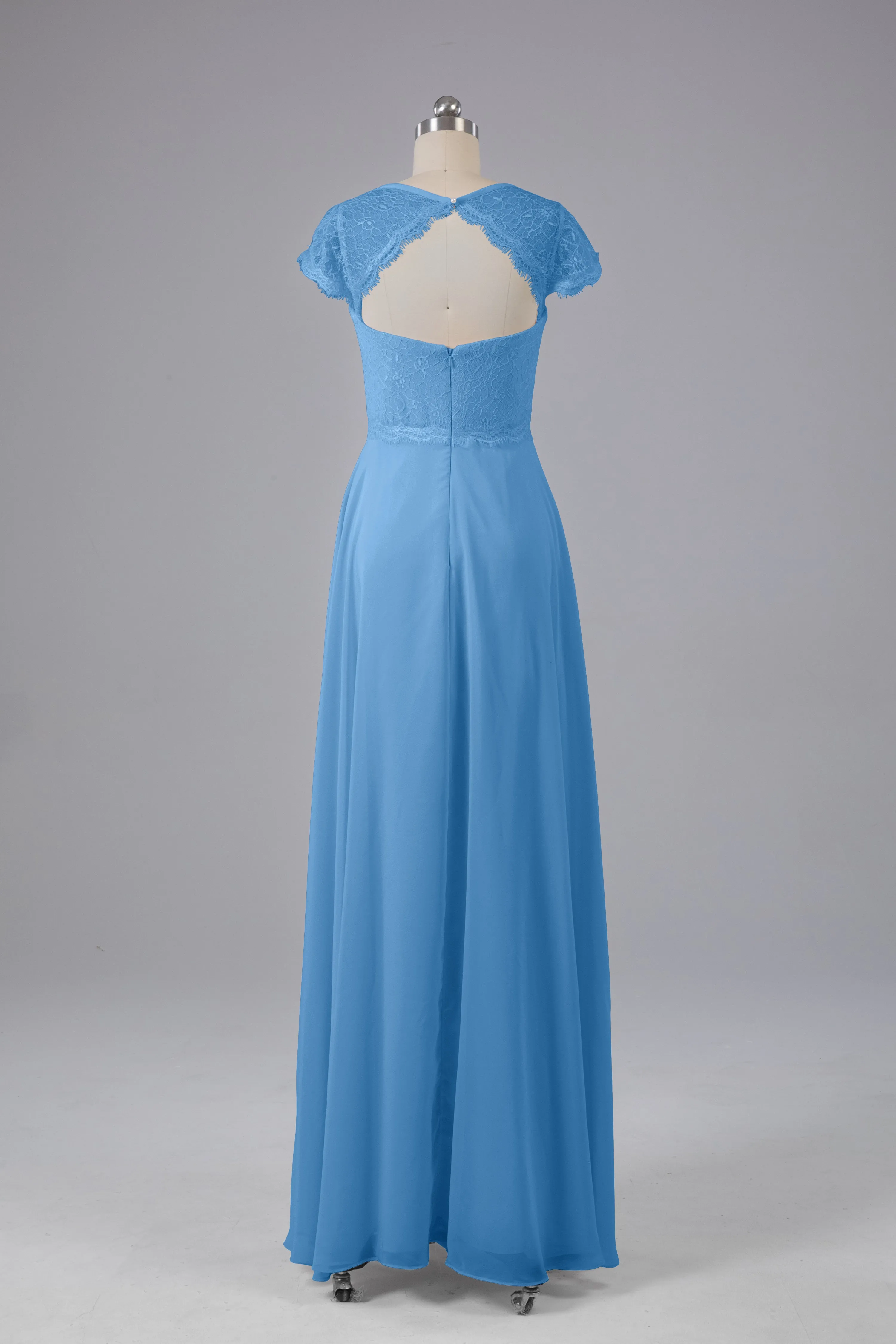Simple Cap Sleeves Long Bridesmaid Dresses