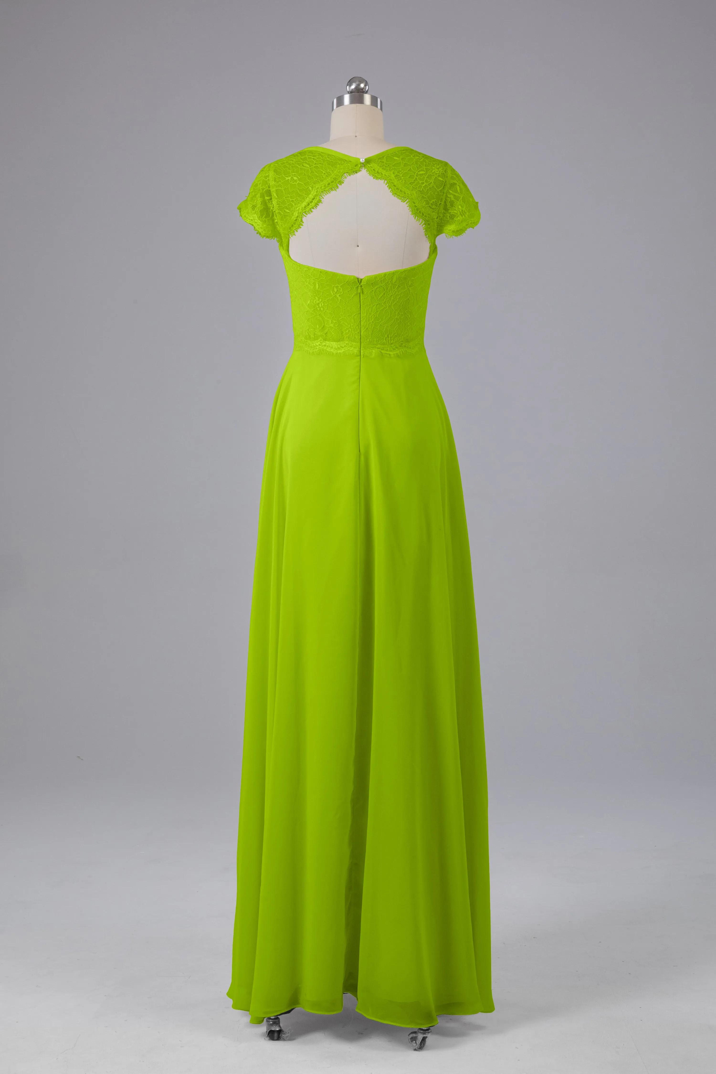 Simple Cap Sleeves Long Bridesmaid Dresses