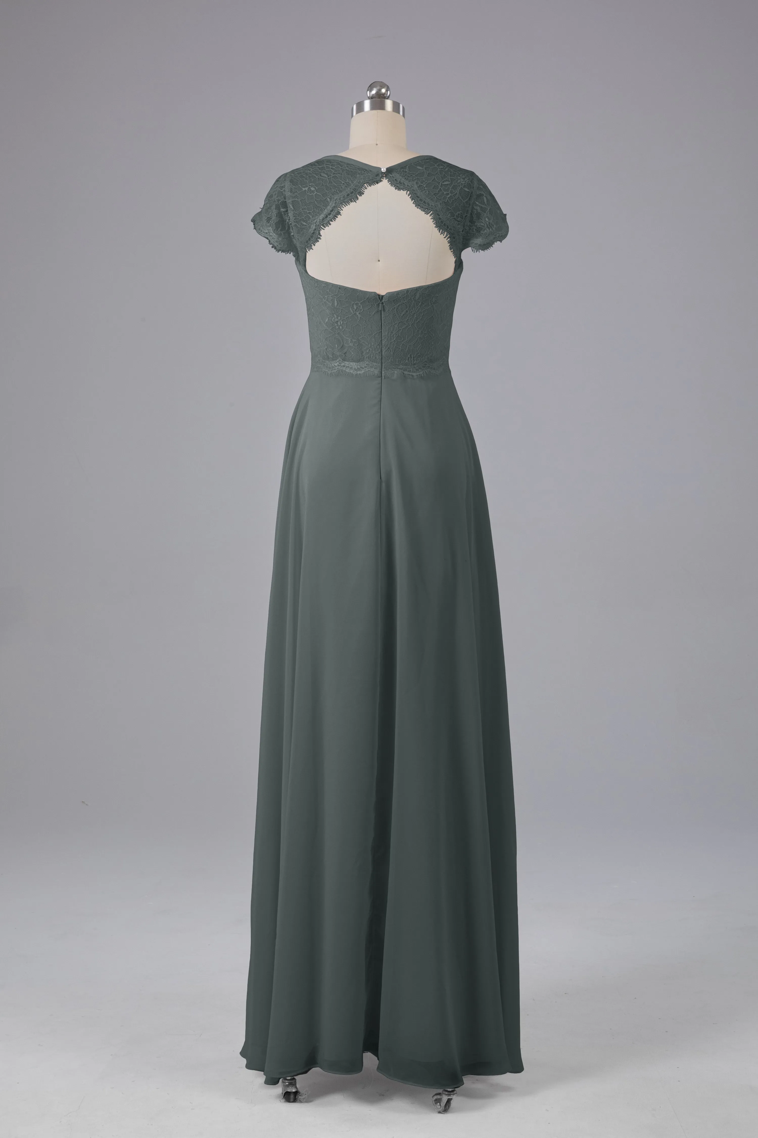 Simple Cap Sleeves Long Bridesmaid Dresses