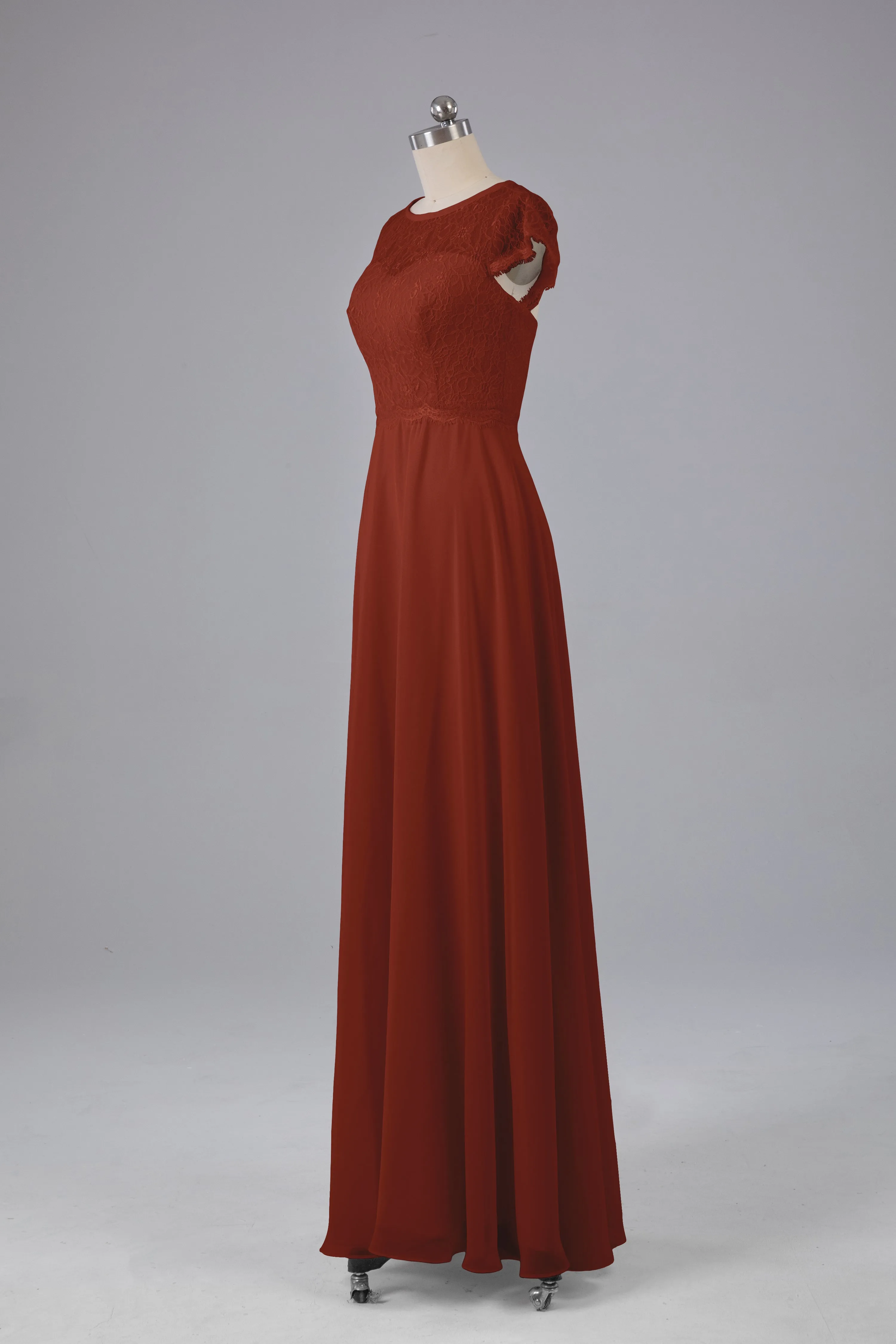 Simple Cap Sleeves Long Bridesmaid Dresses