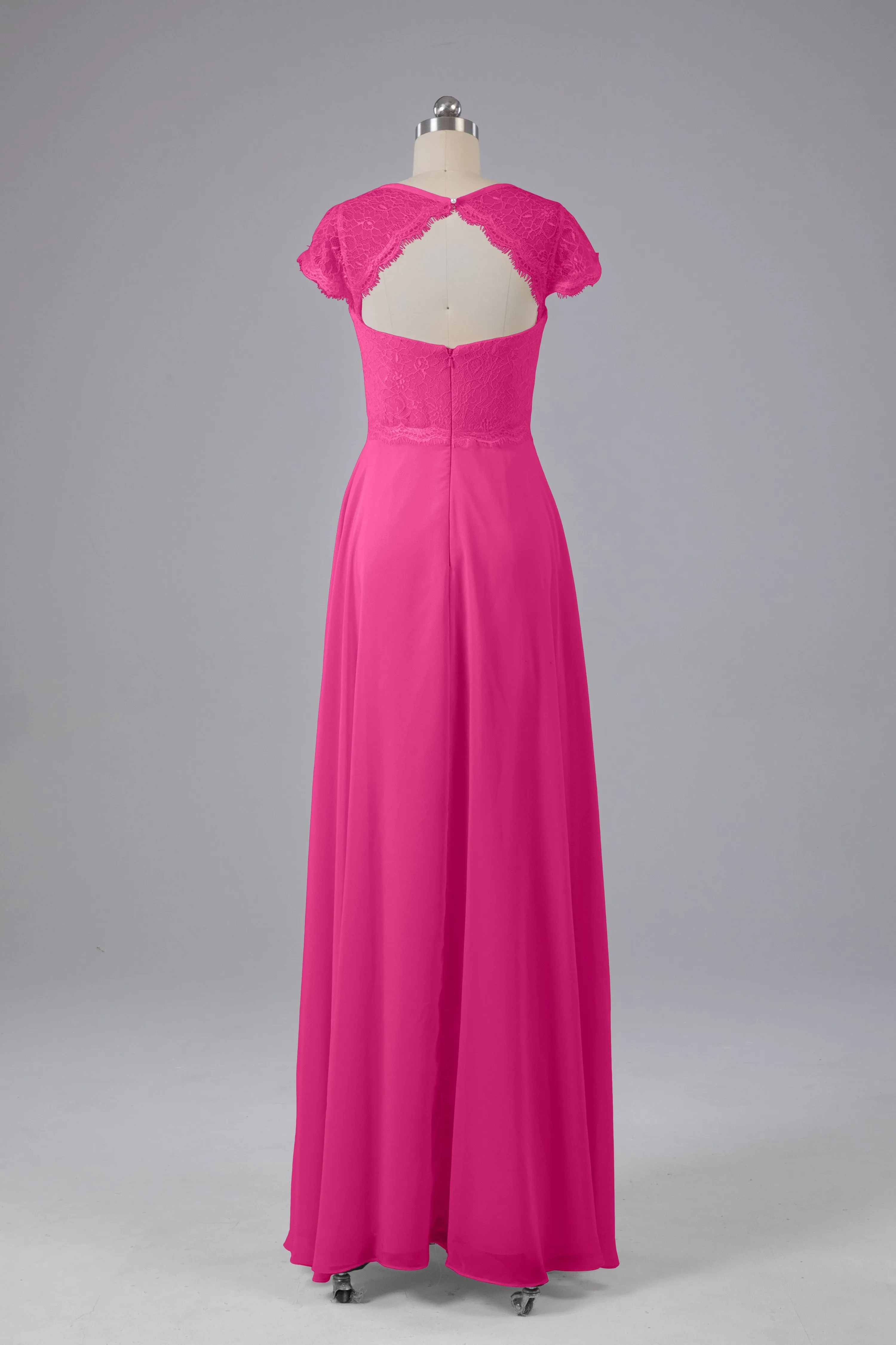 Simple Cap Sleeves Long Bridesmaid Dresses
