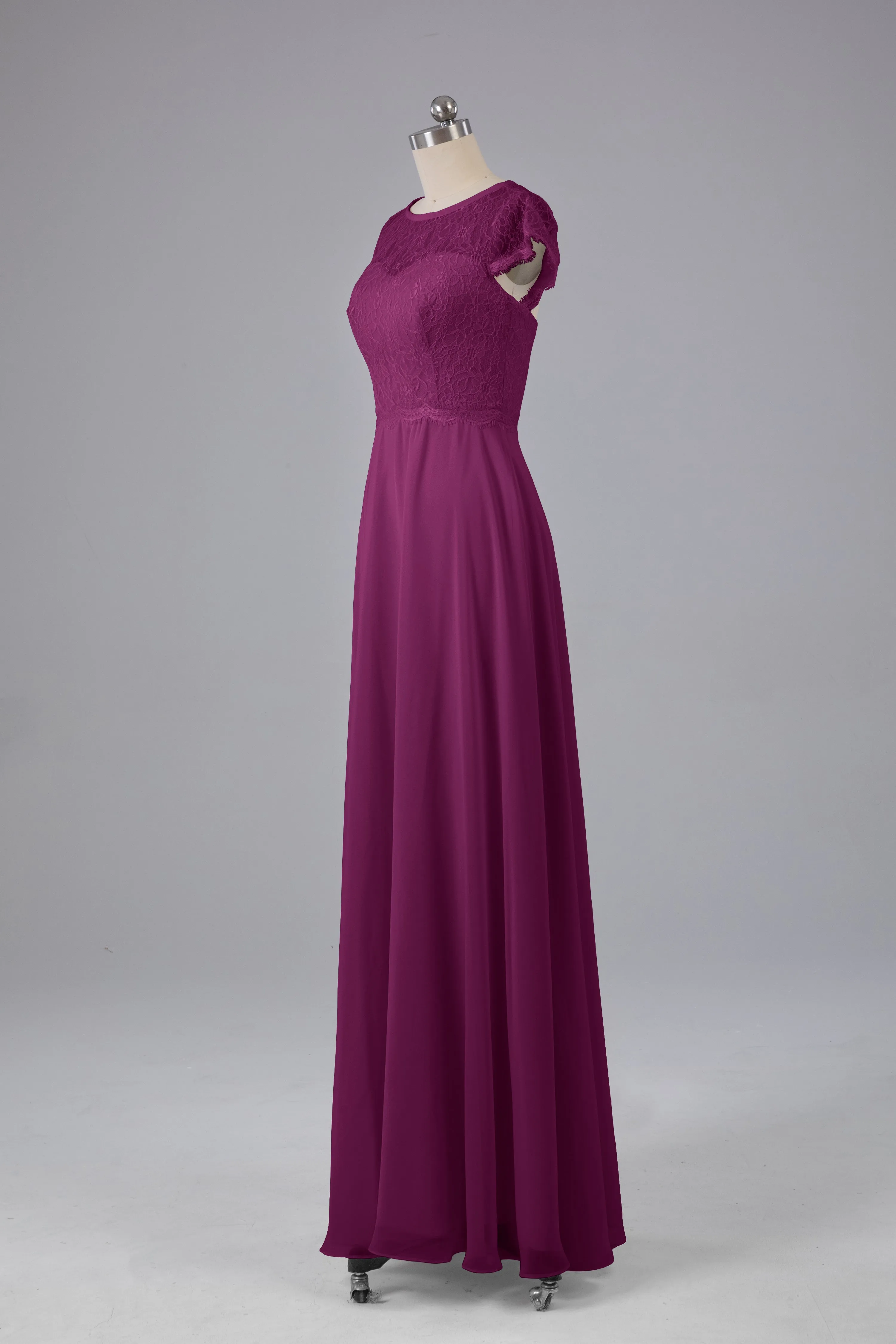 Simple Cap Sleeves Long Bridesmaid Dresses