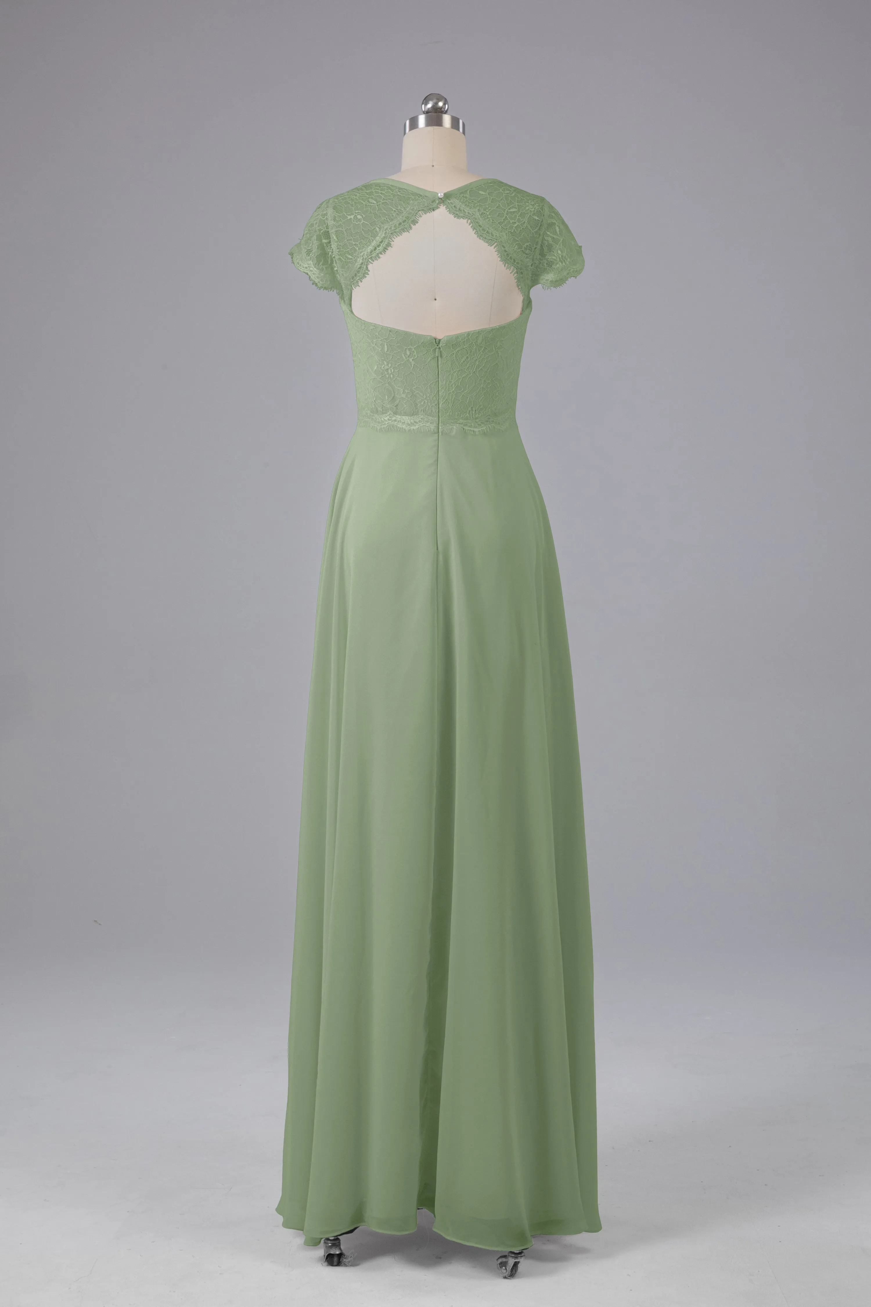 Simple Cap Sleeves Long Bridesmaid Dresses