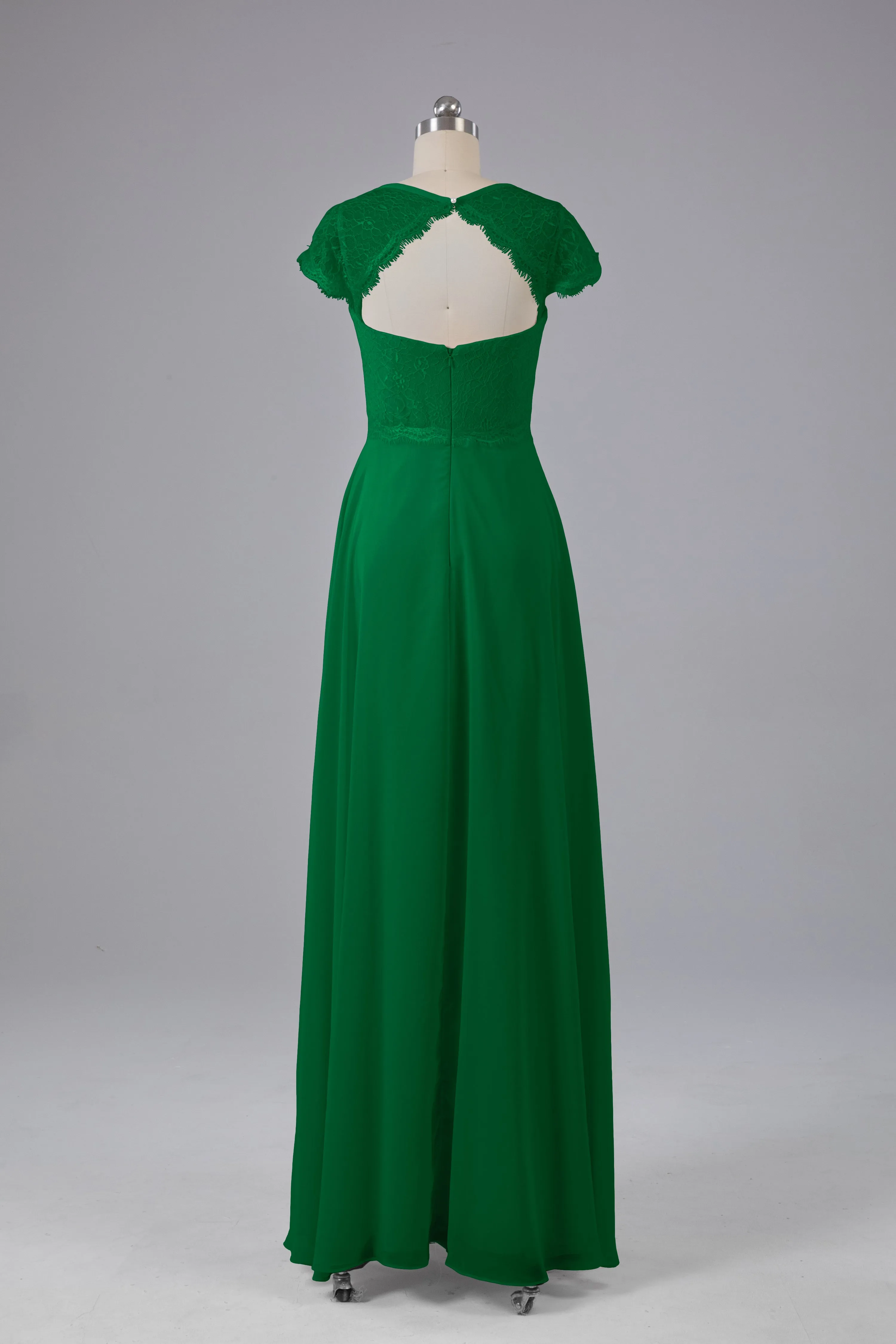 Simple Cap Sleeves Long Bridesmaid Dresses