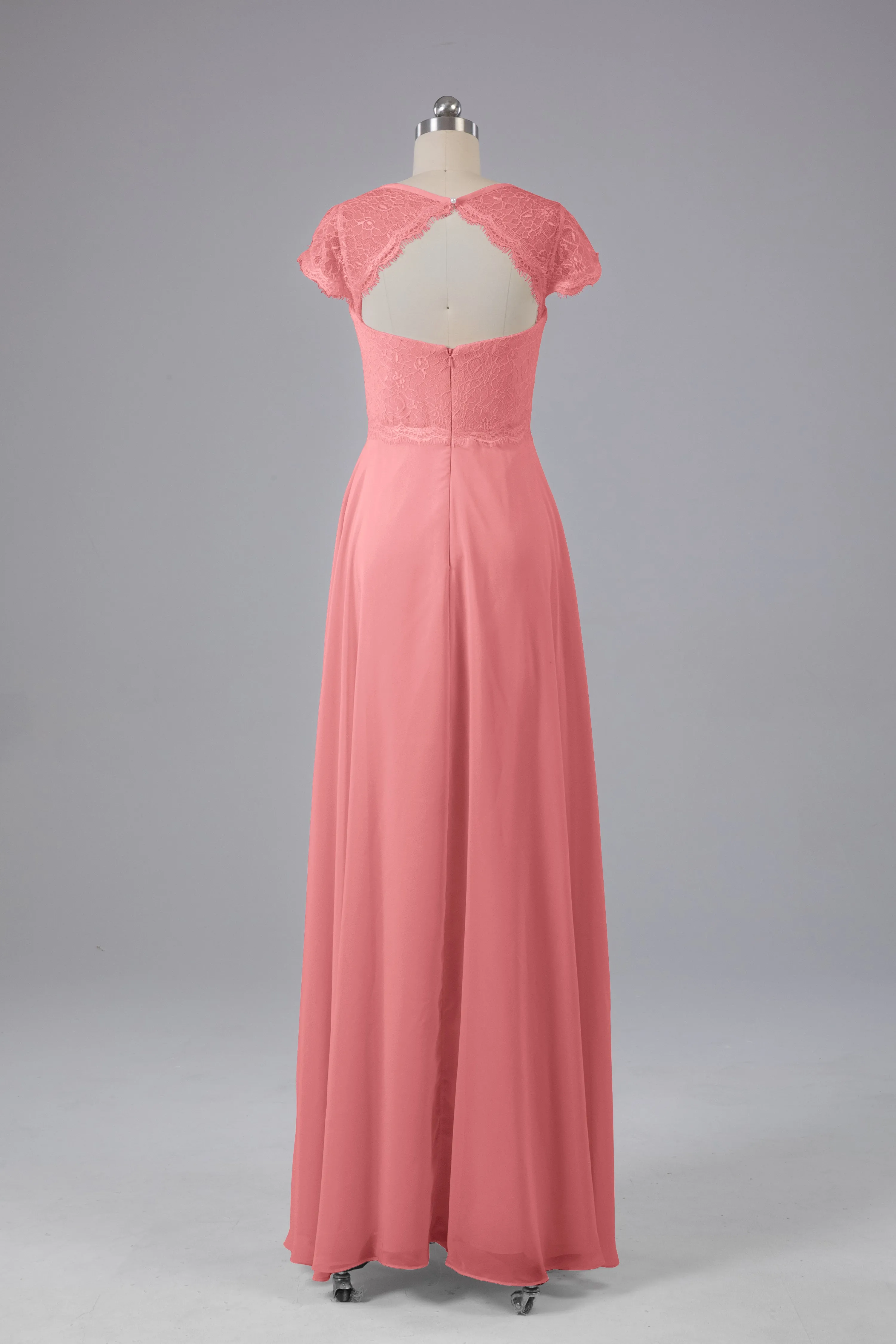 Simple Cap Sleeves Long Bridesmaid Dresses