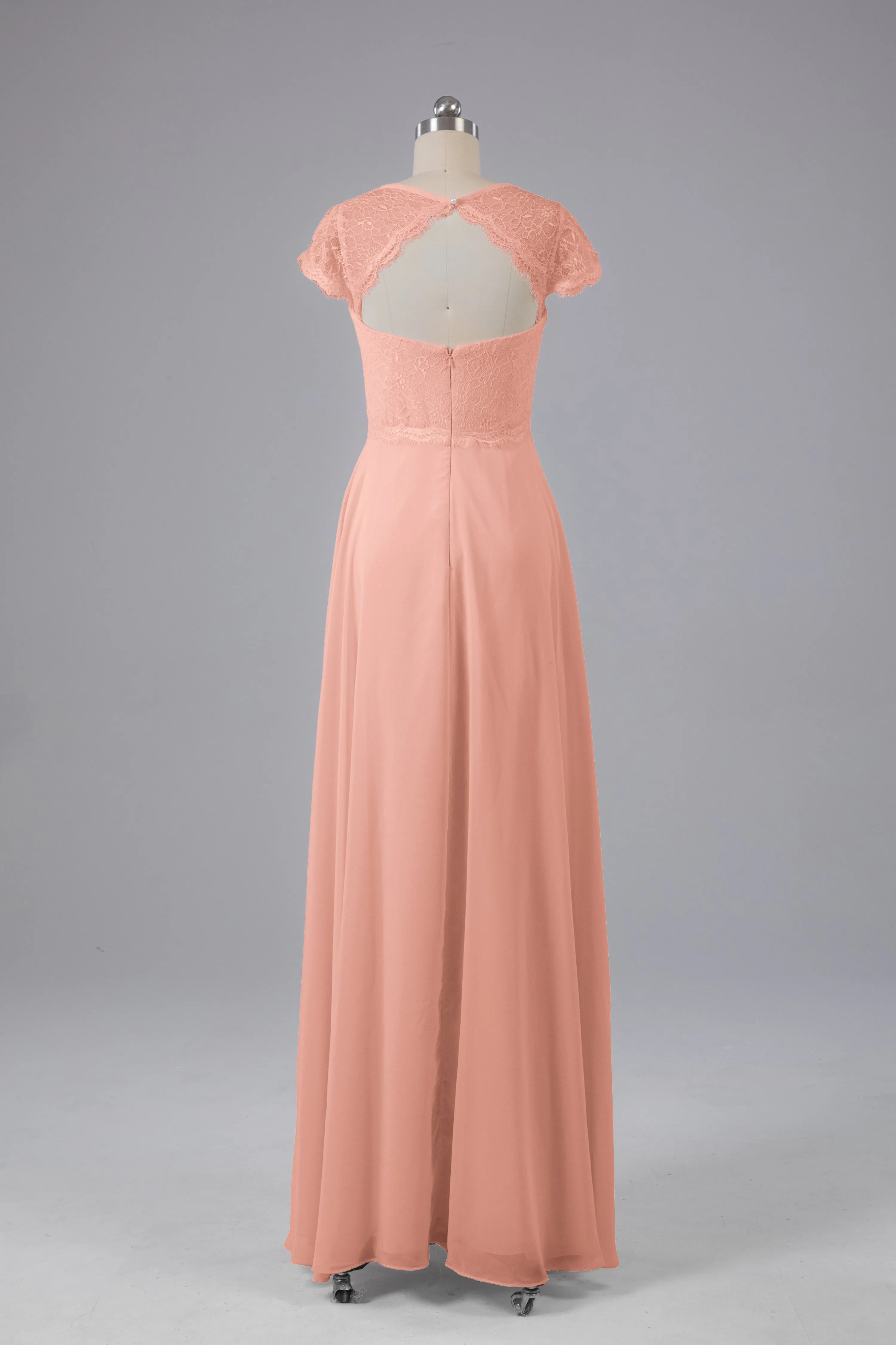 Simple Cap Sleeves Long Bridesmaid Dresses