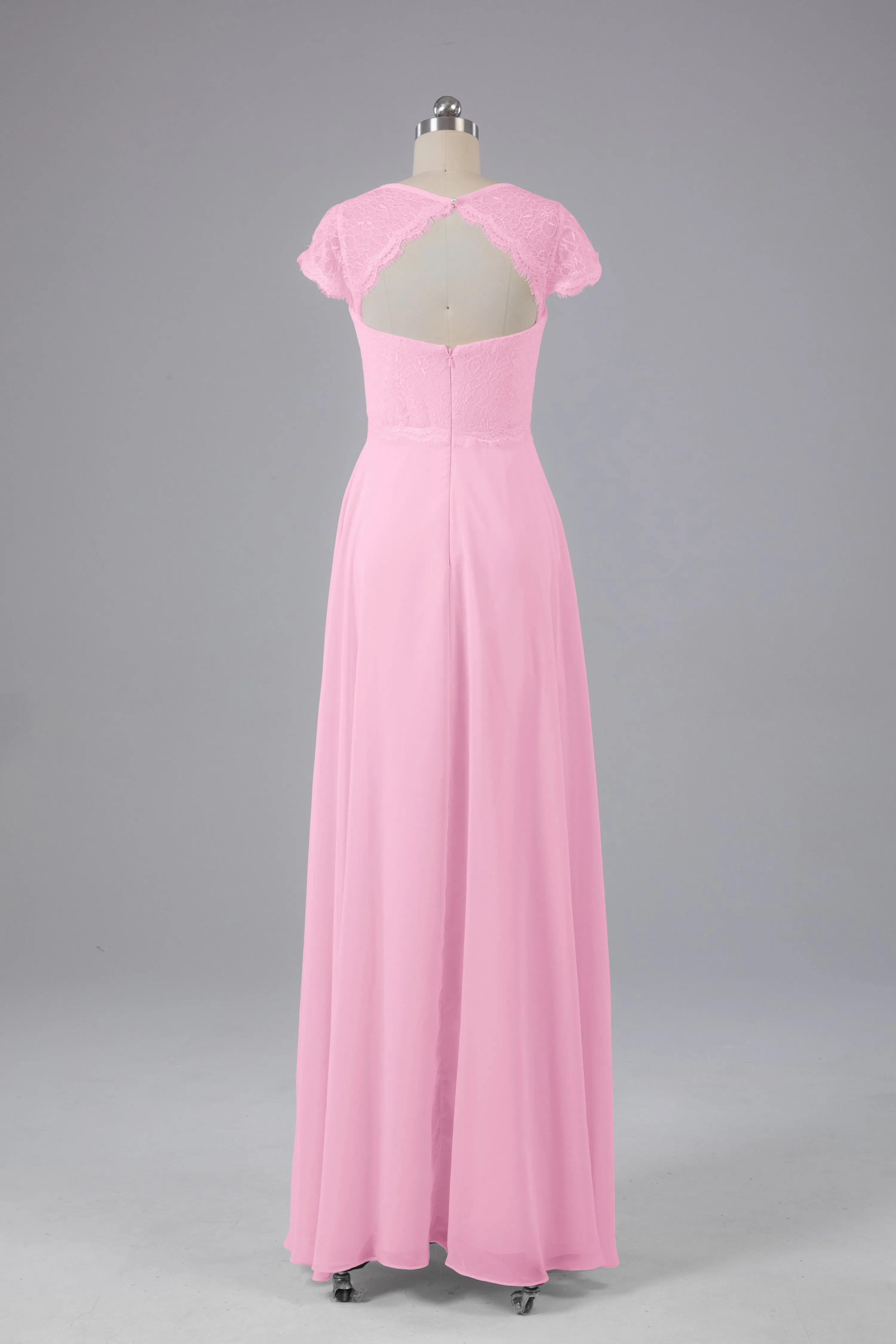 Simple Cap Sleeves Long Bridesmaid Dresses