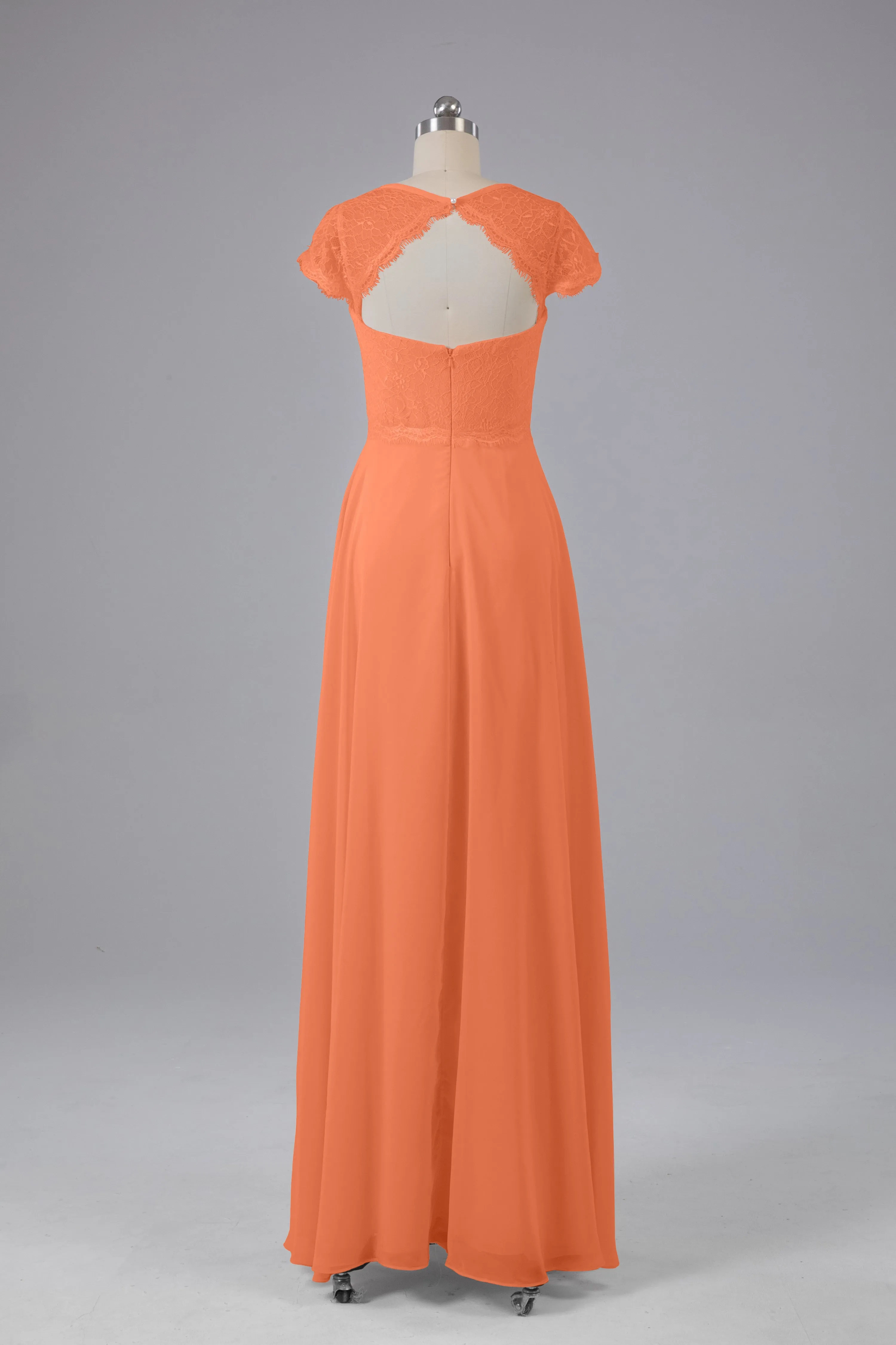 Simple Cap Sleeves Long Bridesmaid Dresses