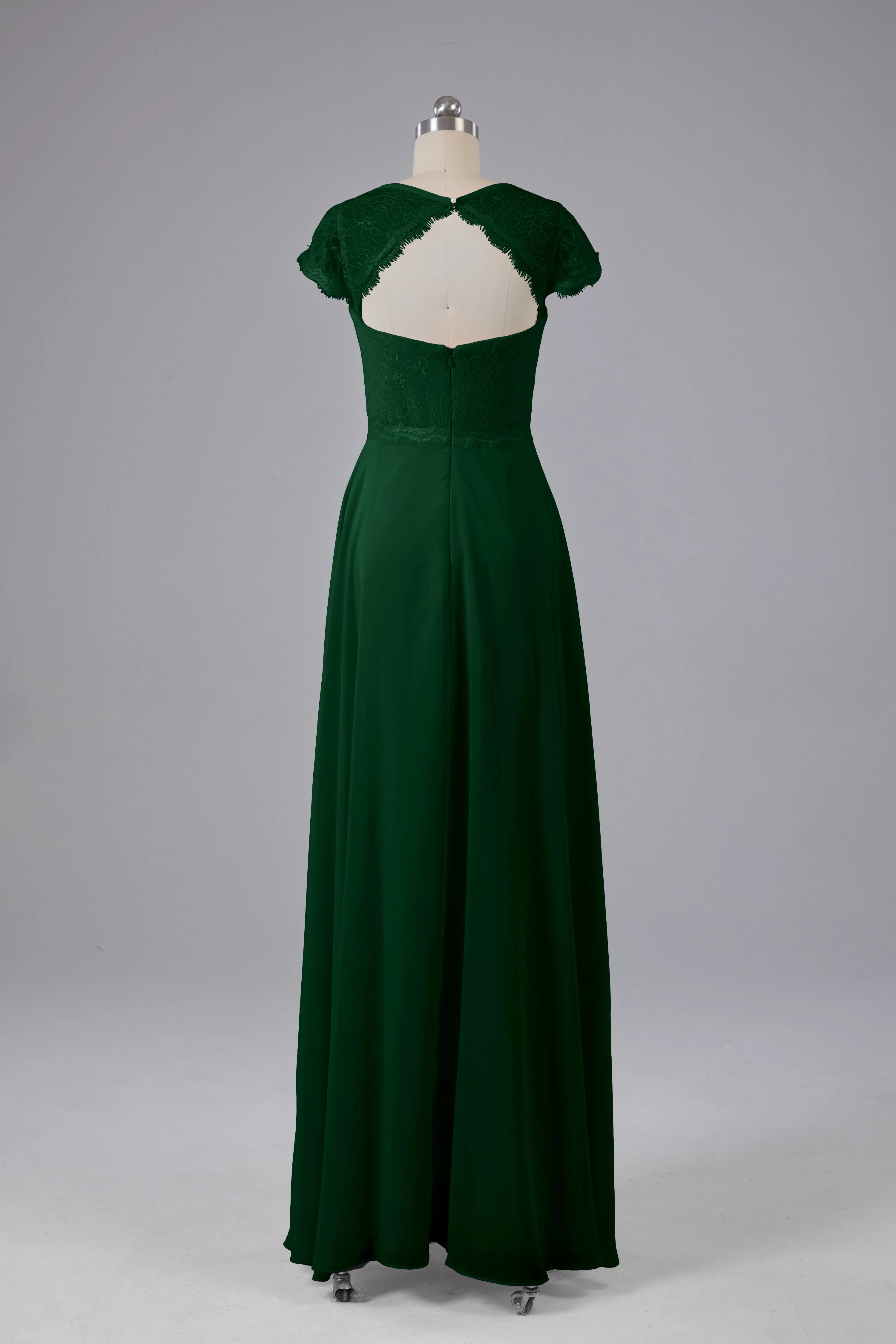 Simple Cap Sleeves Long Bridesmaid Dresses