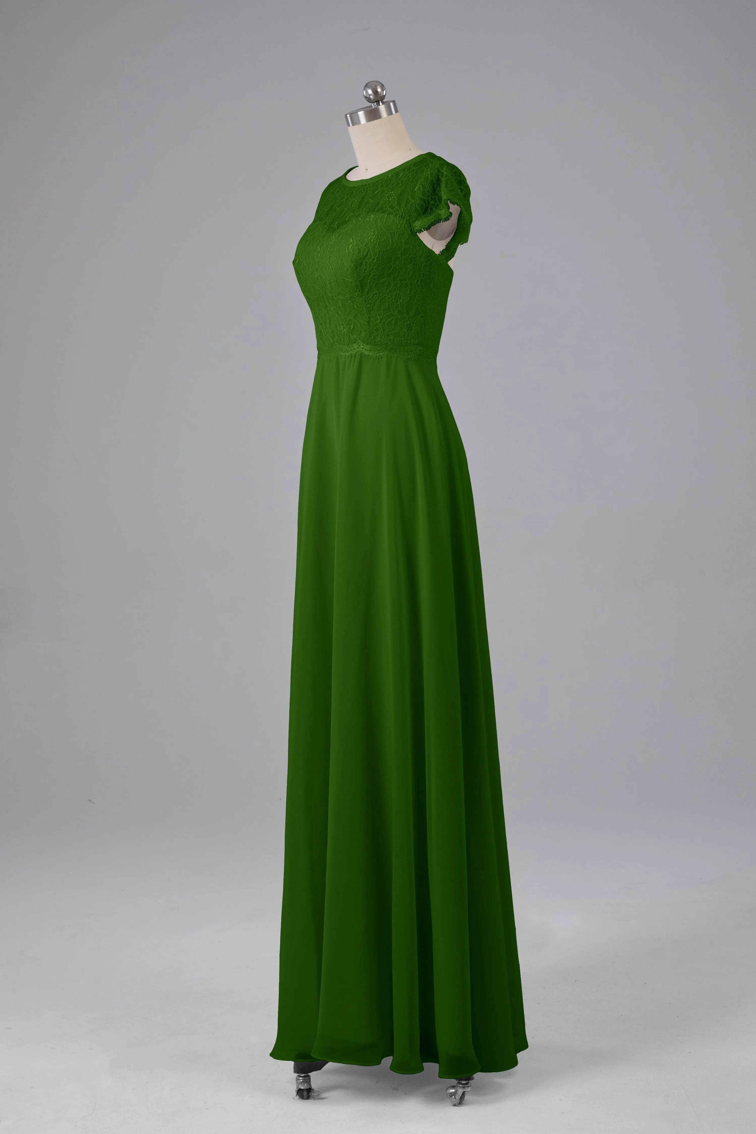 Simple Cap Sleeves Long Bridesmaid Dresses
