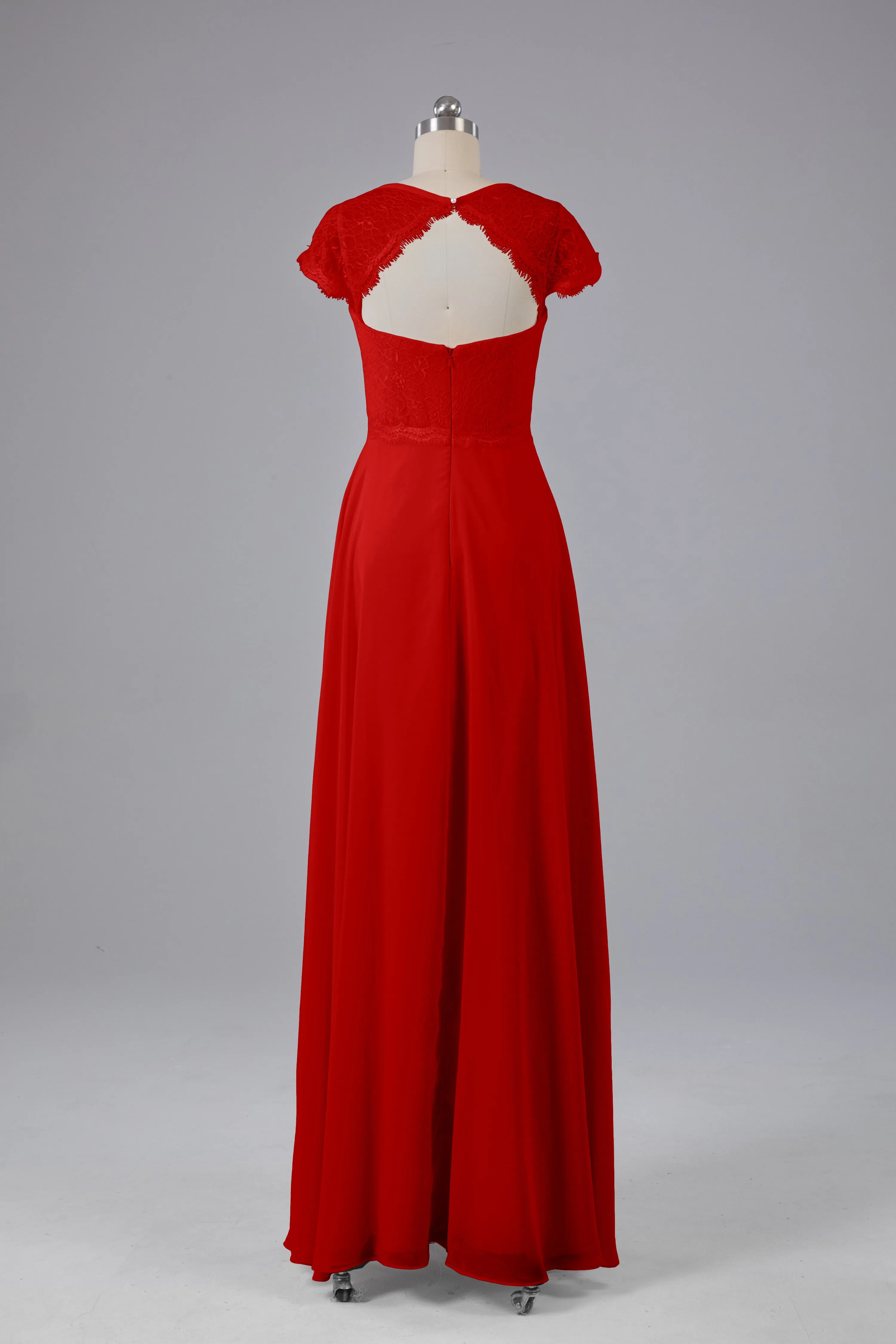 Simple Cap Sleeves Long Bridesmaid Dresses