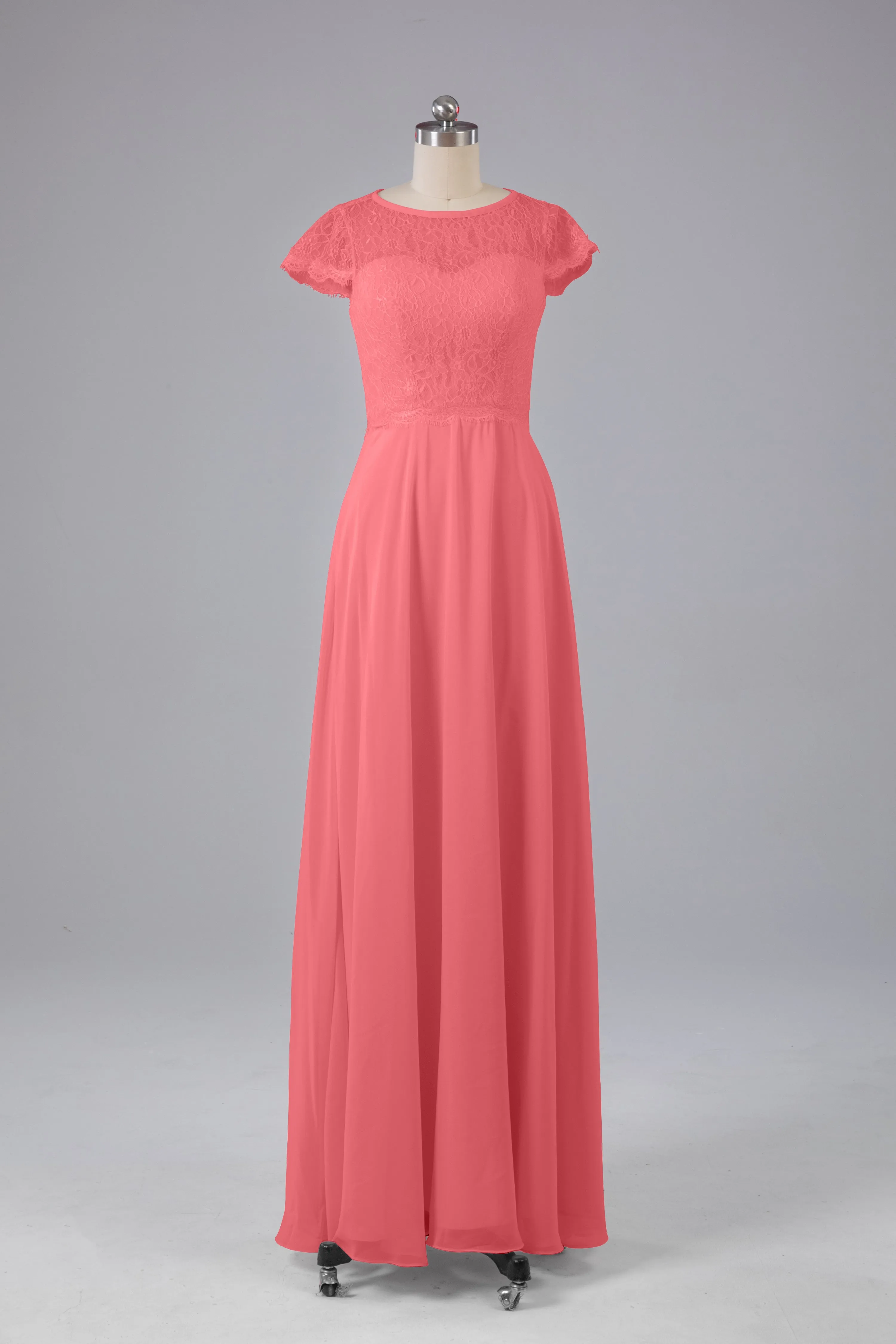 Simple Cap Sleeves Long Bridesmaid Dresses