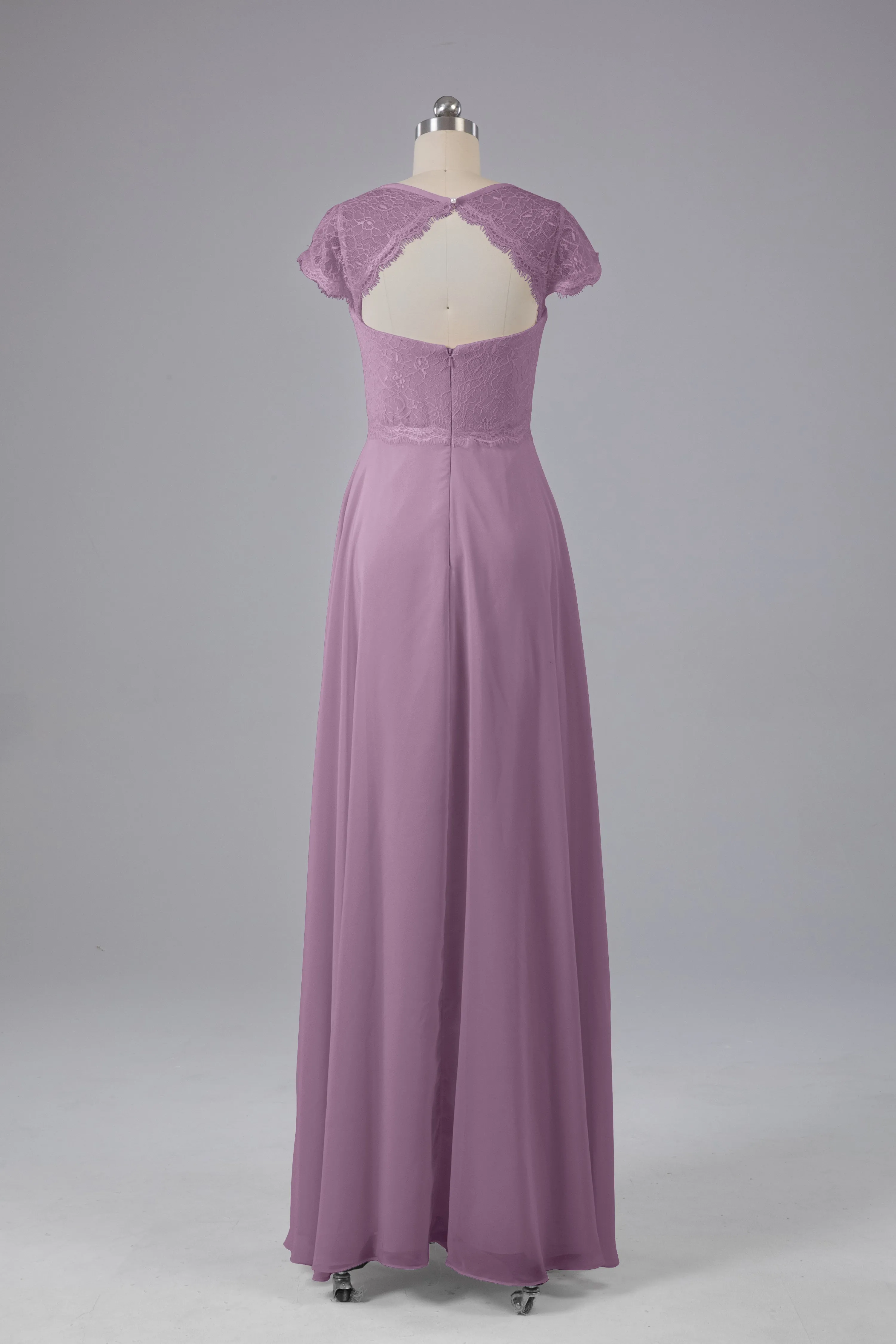 Simple Cap Sleeves Long Bridesmaid Dresses