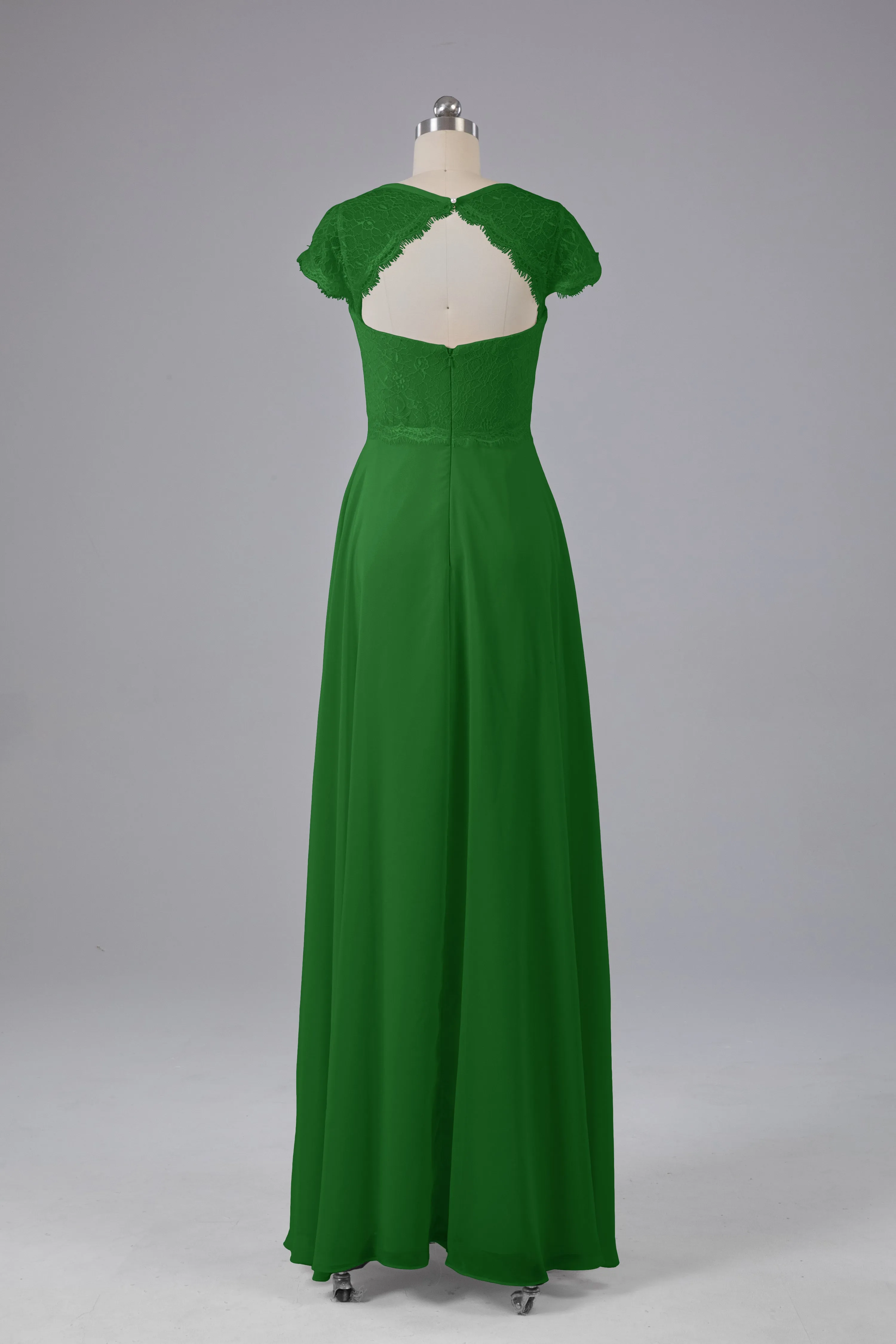 Simple Cap Sleeves Long Bridesmaid Dresses