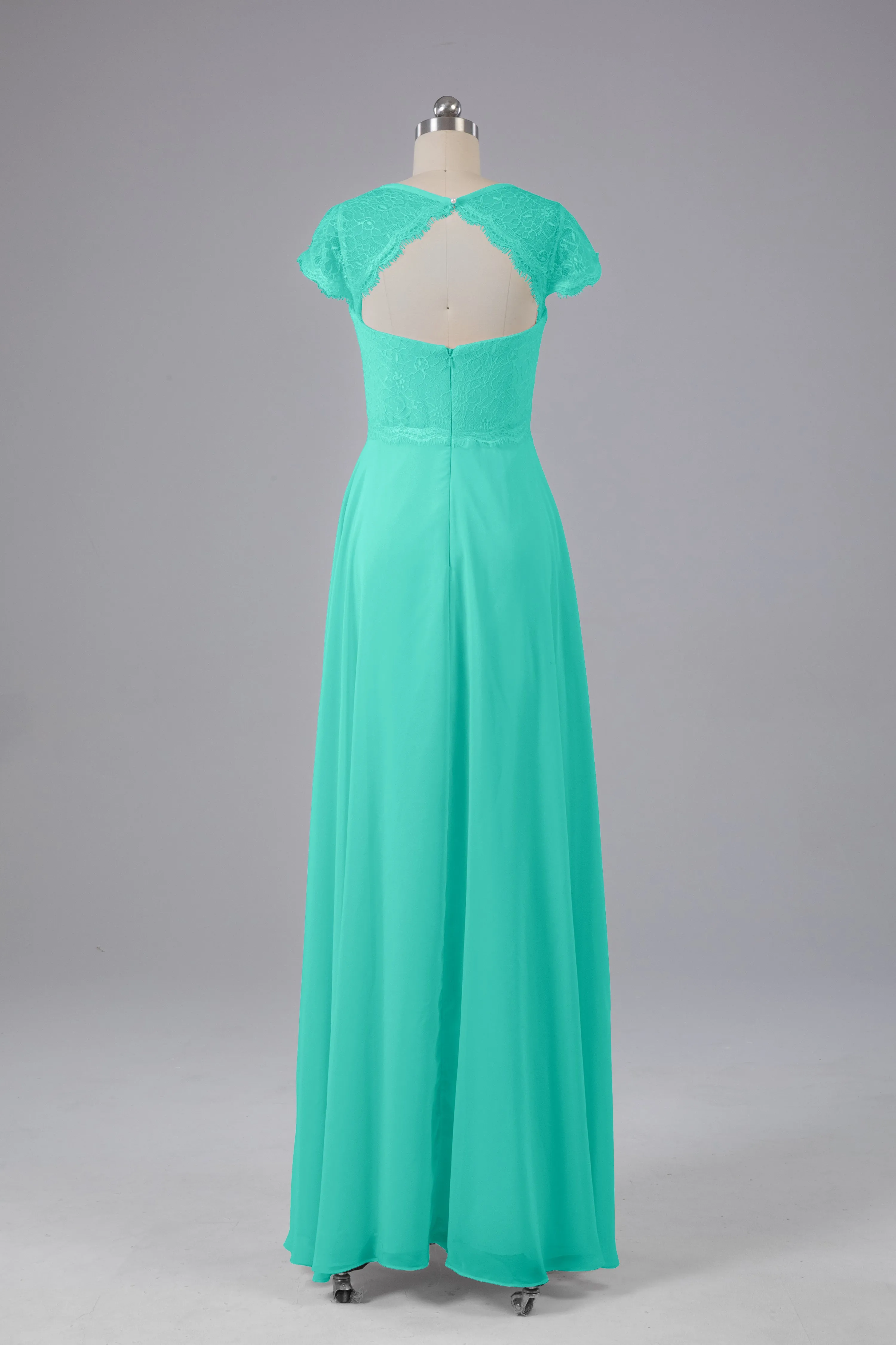 Simple Cap Sleeves Long Bridesmaid Dresses