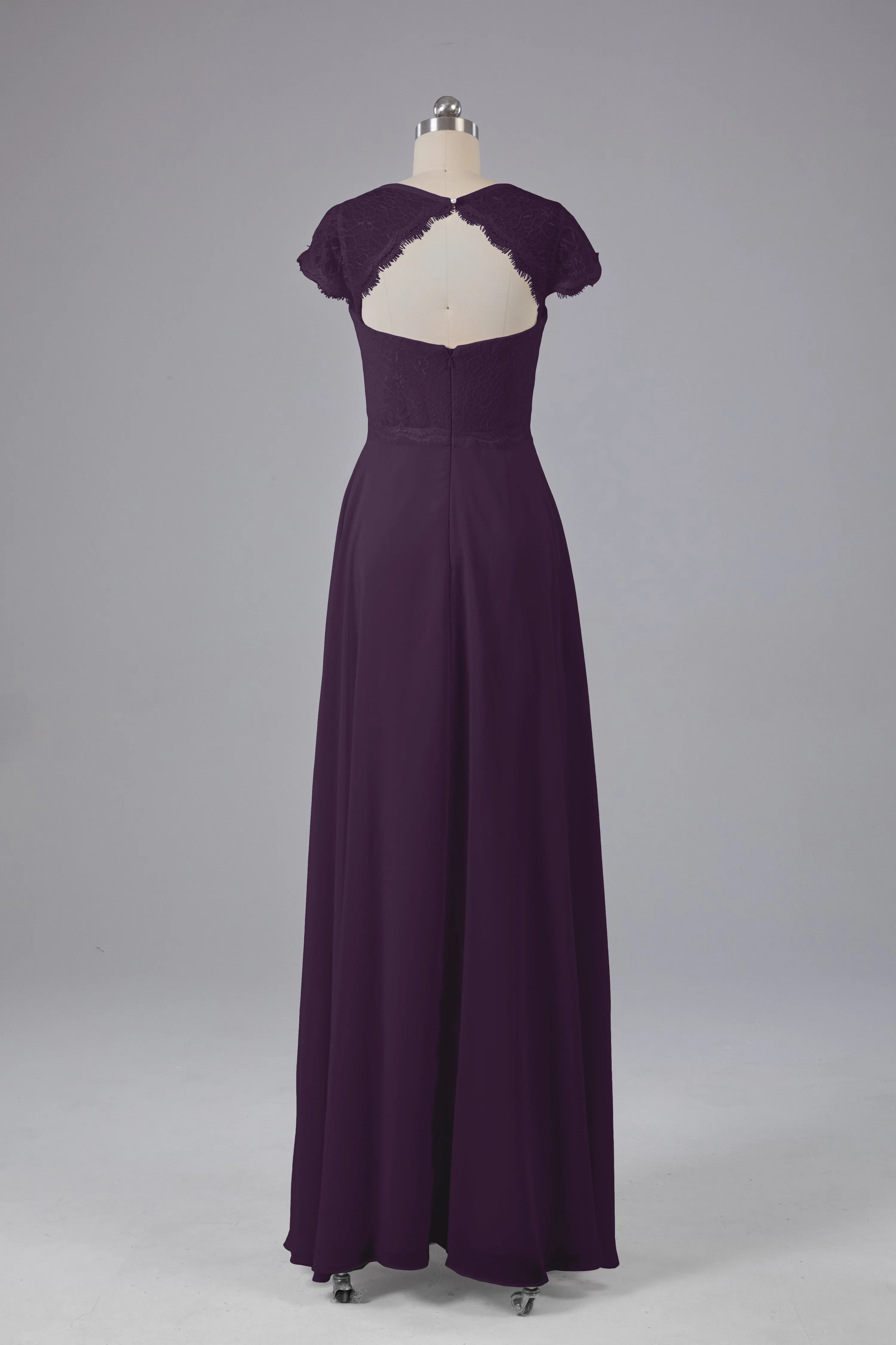 Simple Cap Sleeves Long Bridesmaid Dresses