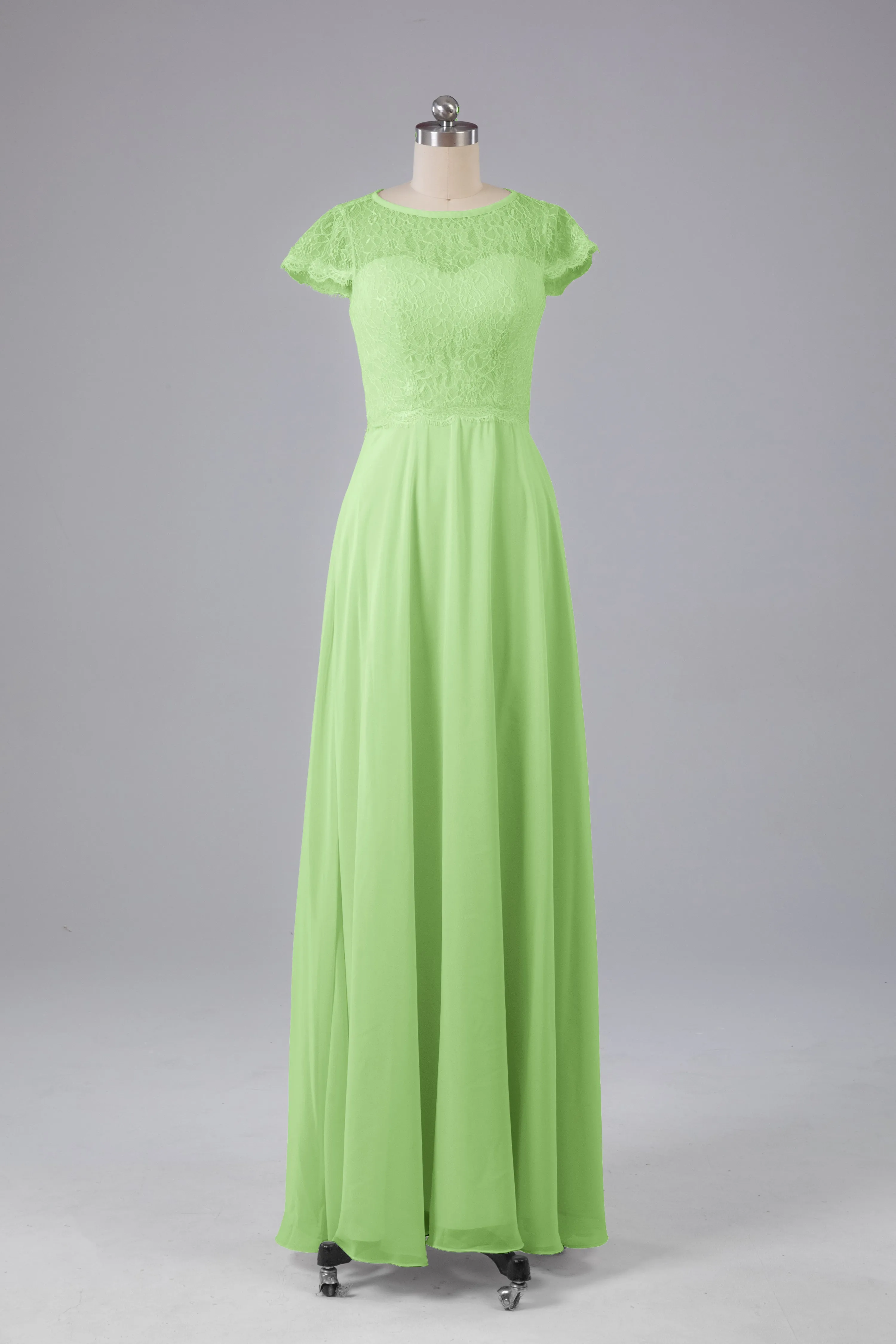 Simple Cap Sleeves Long Bridesmaid Dresses