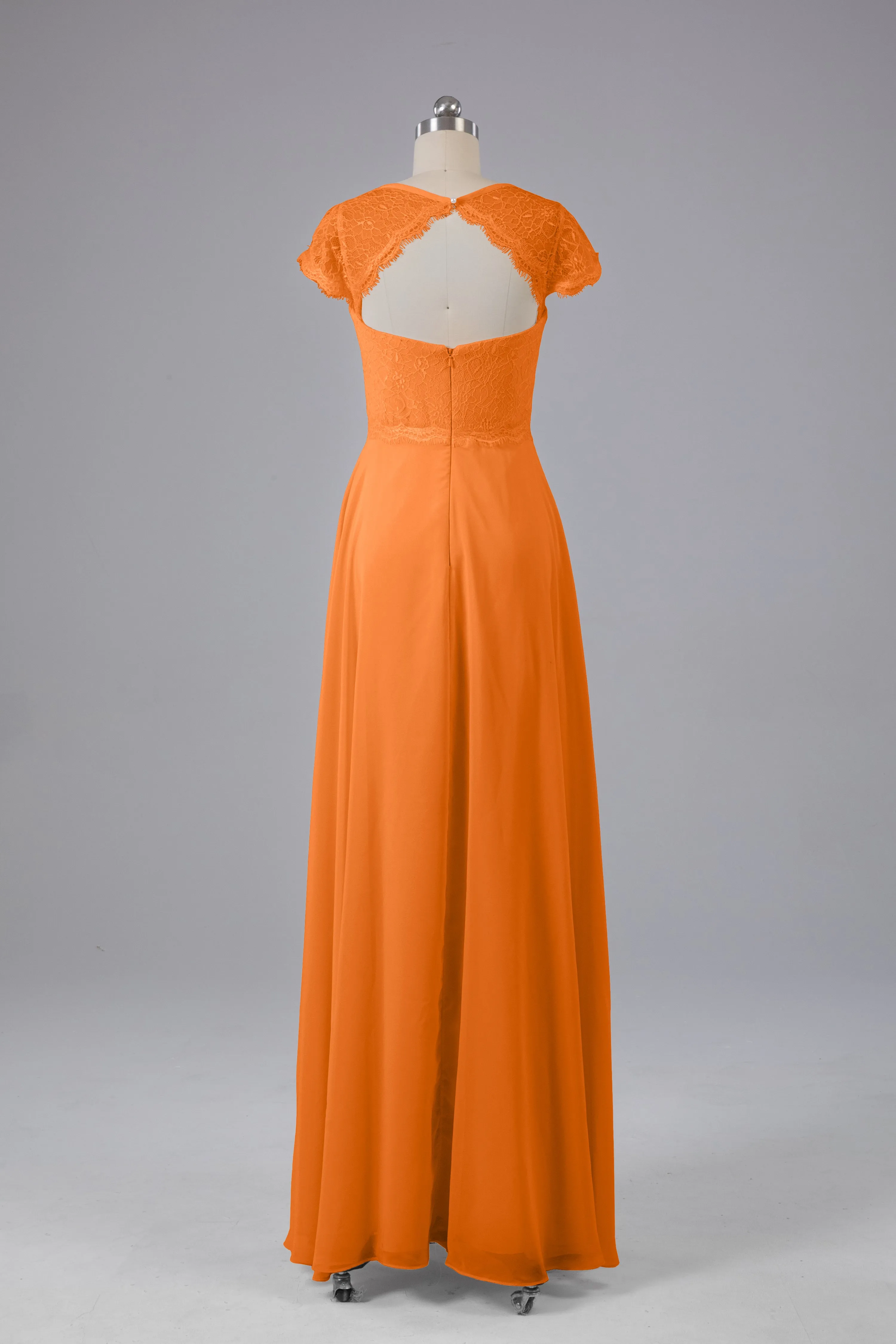 Simple Cap Sleeves Long Bridesmaid Dresses