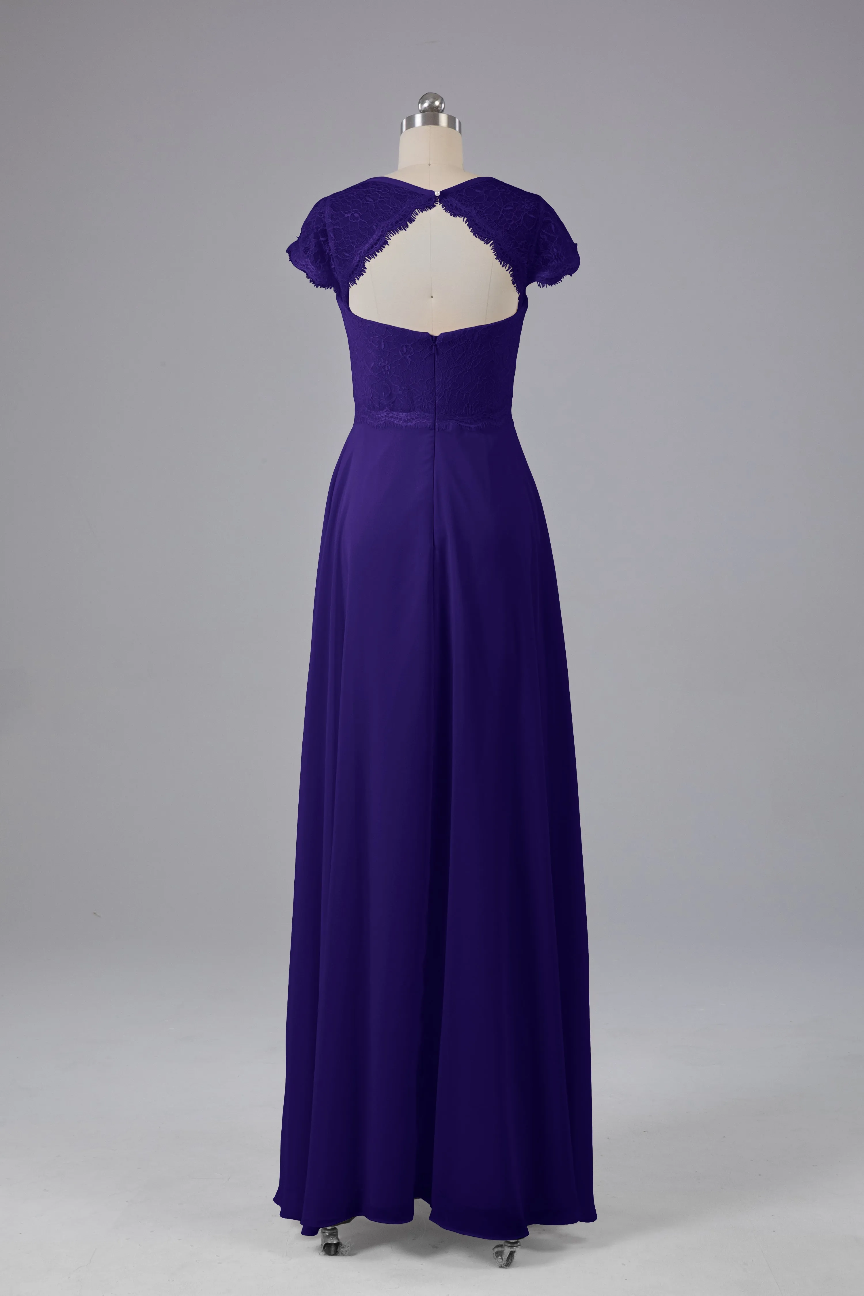 Simple Cap Sleeves Long Bridesmaid Dresses
