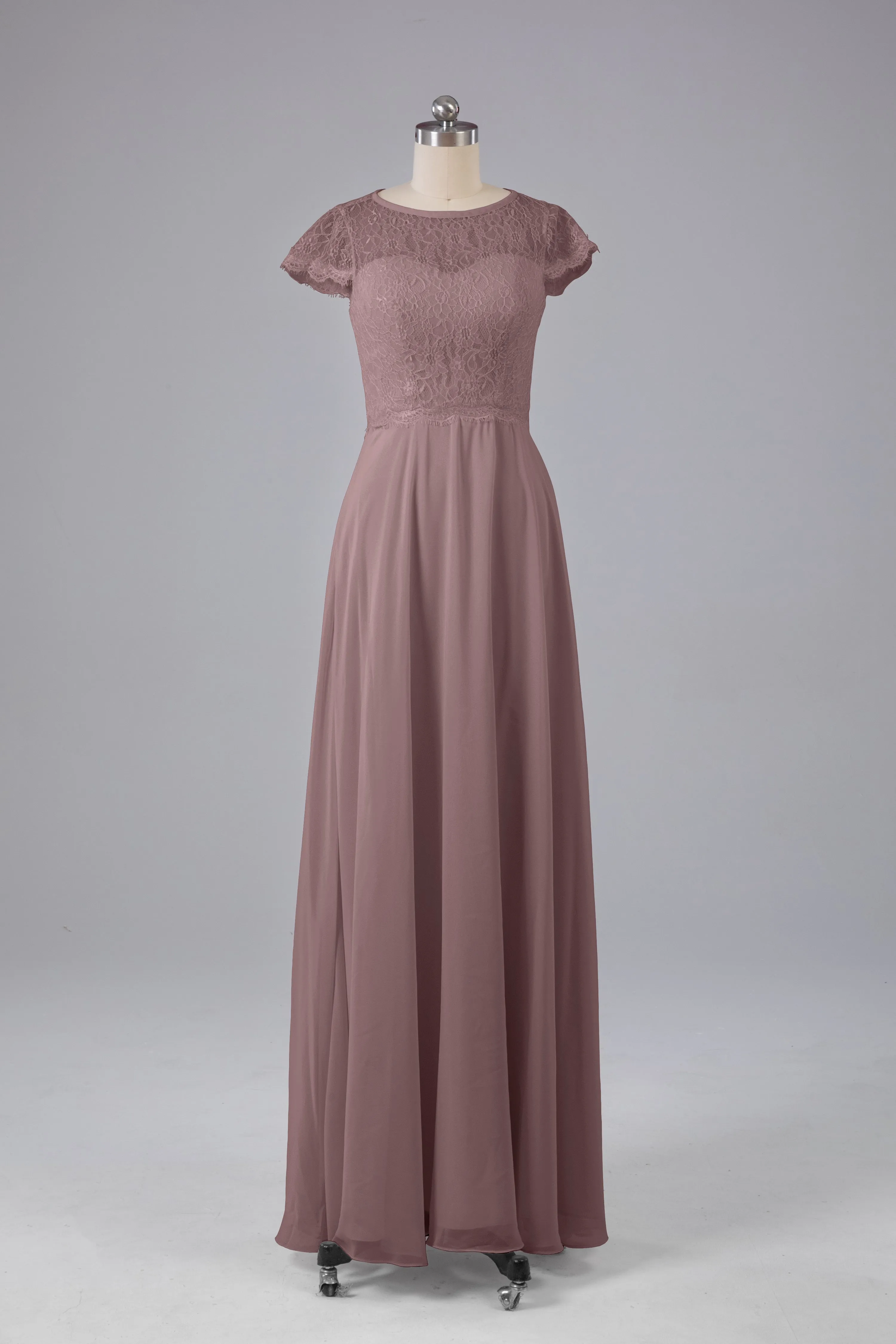 Simple Cap Sleeves Long Bridesmaid Dresses