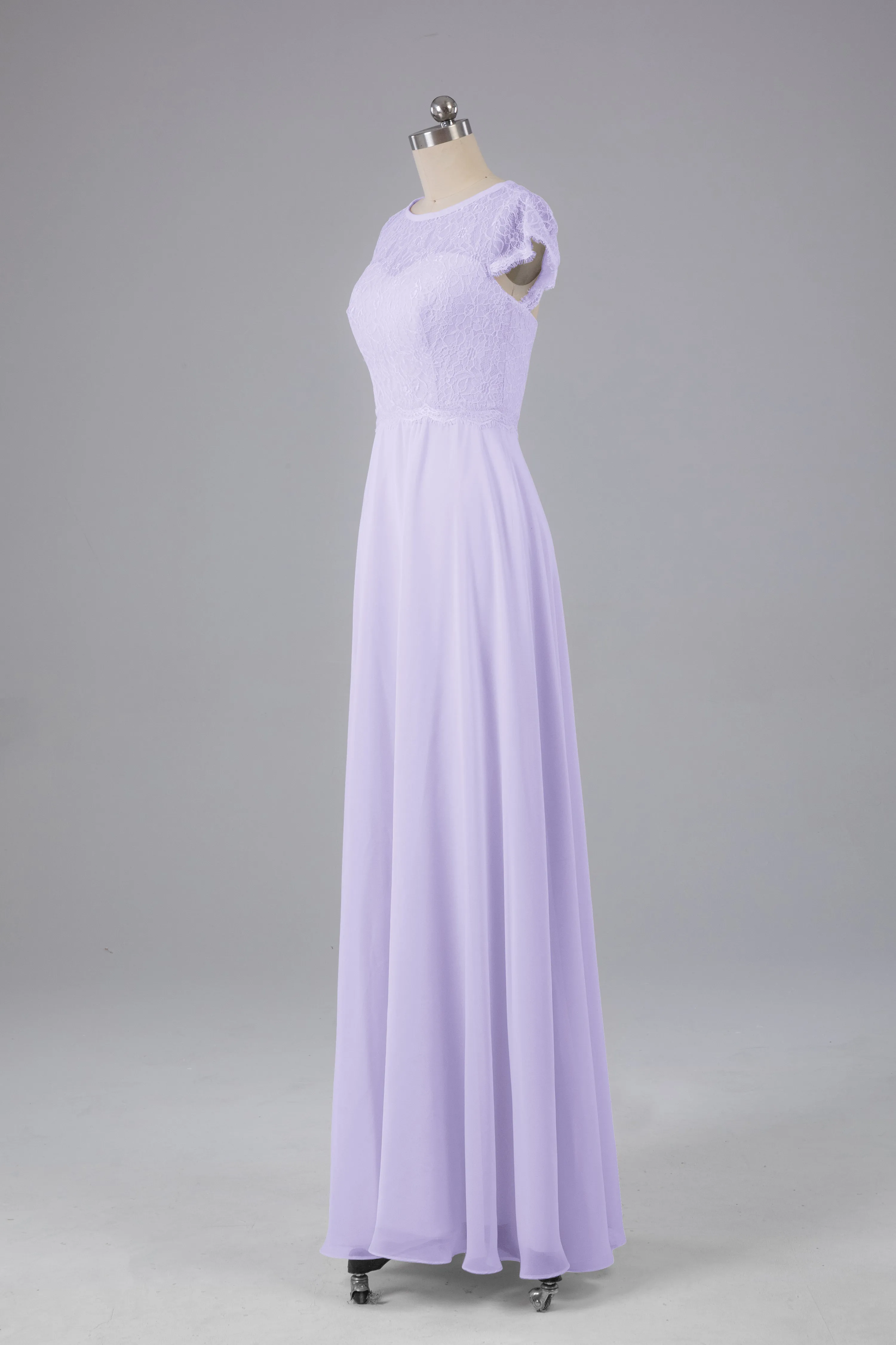 Simple Cap Sleeves Long Bridesmaid Dresses