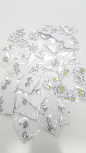 SL-075 Women's CZ Dangle Earrings x 36 pairs - NEW - SMALL LOT