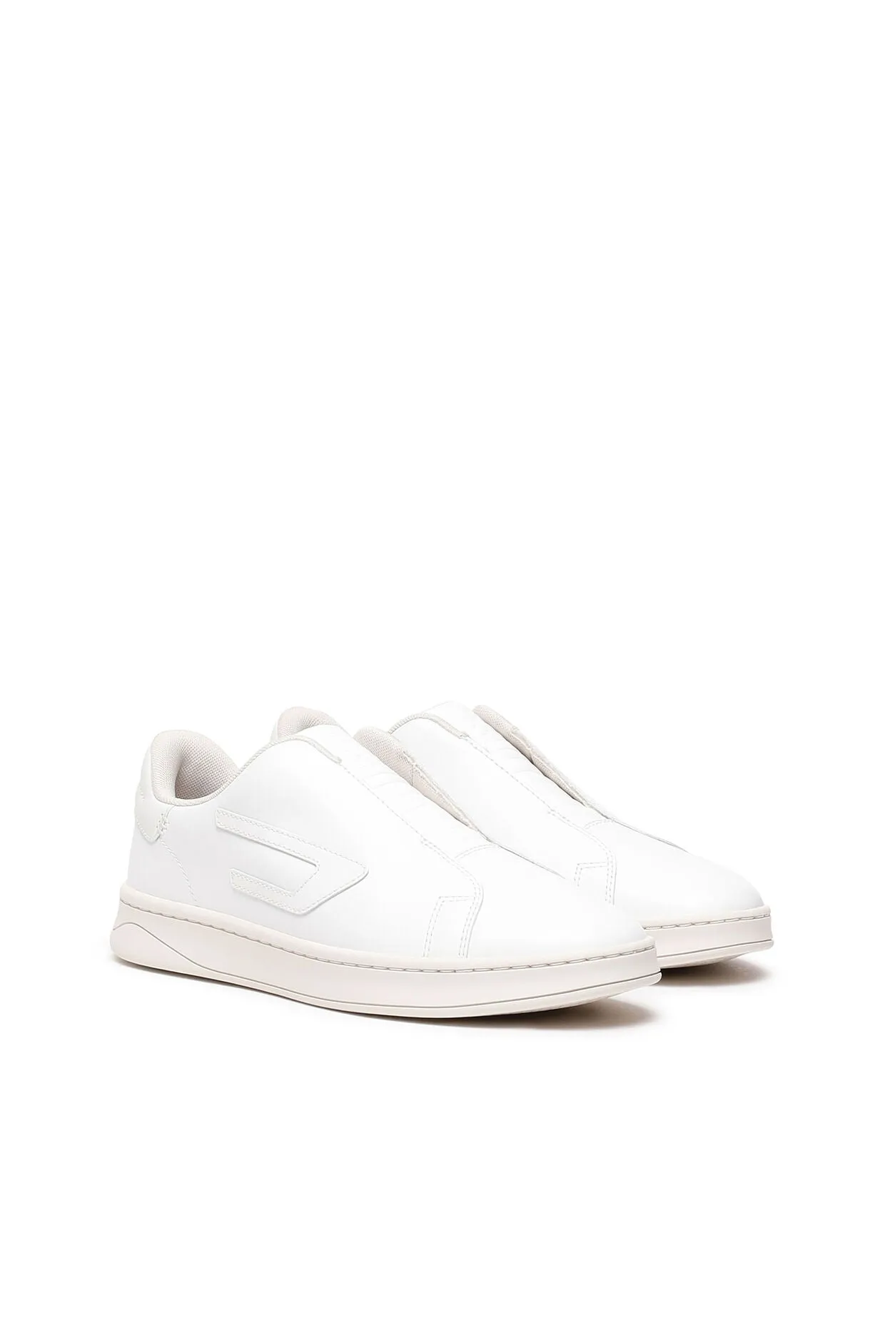 Slip-on Leather Sneakers with D Patch White
