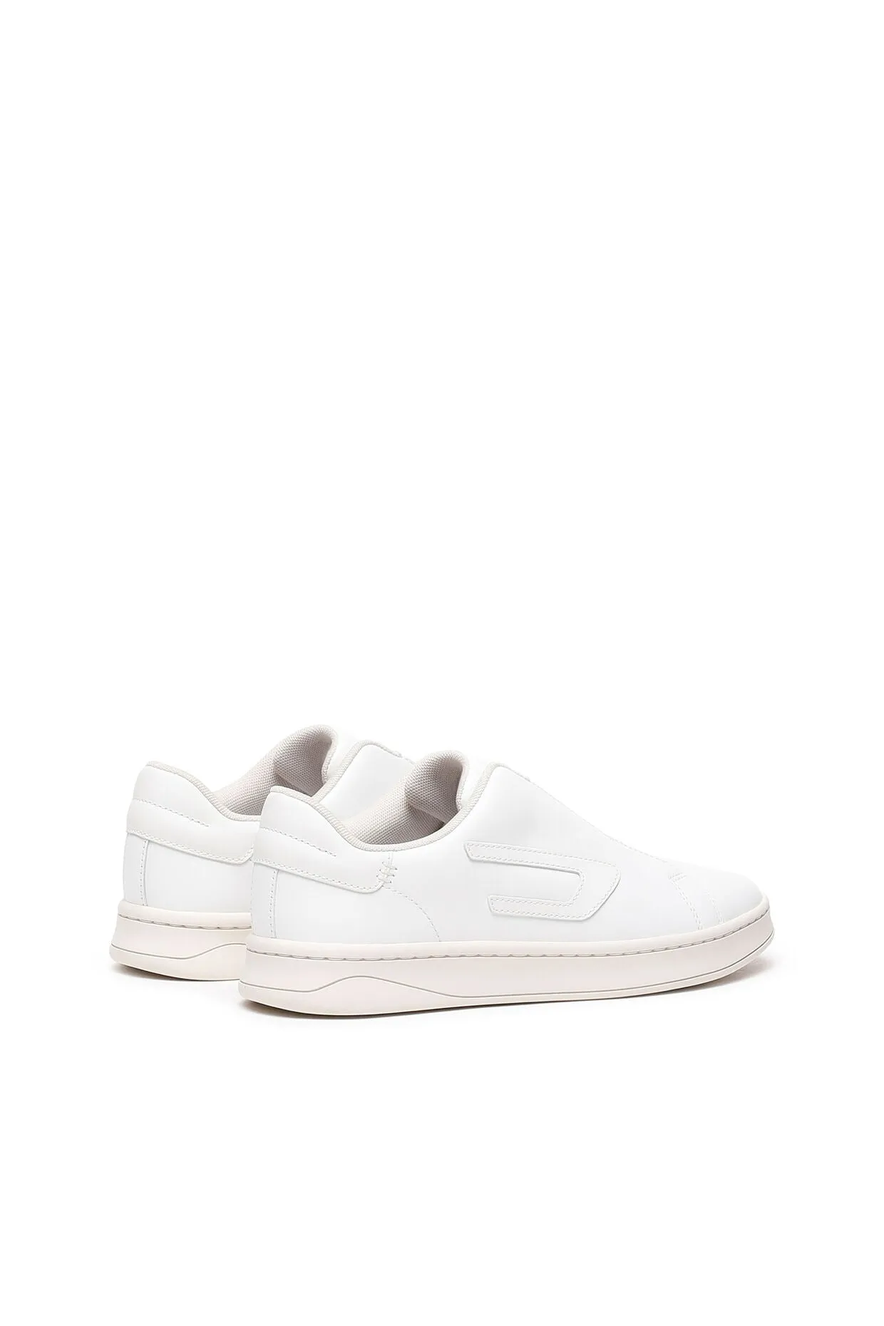 Slip-on Leather Sneakers with D Patch White