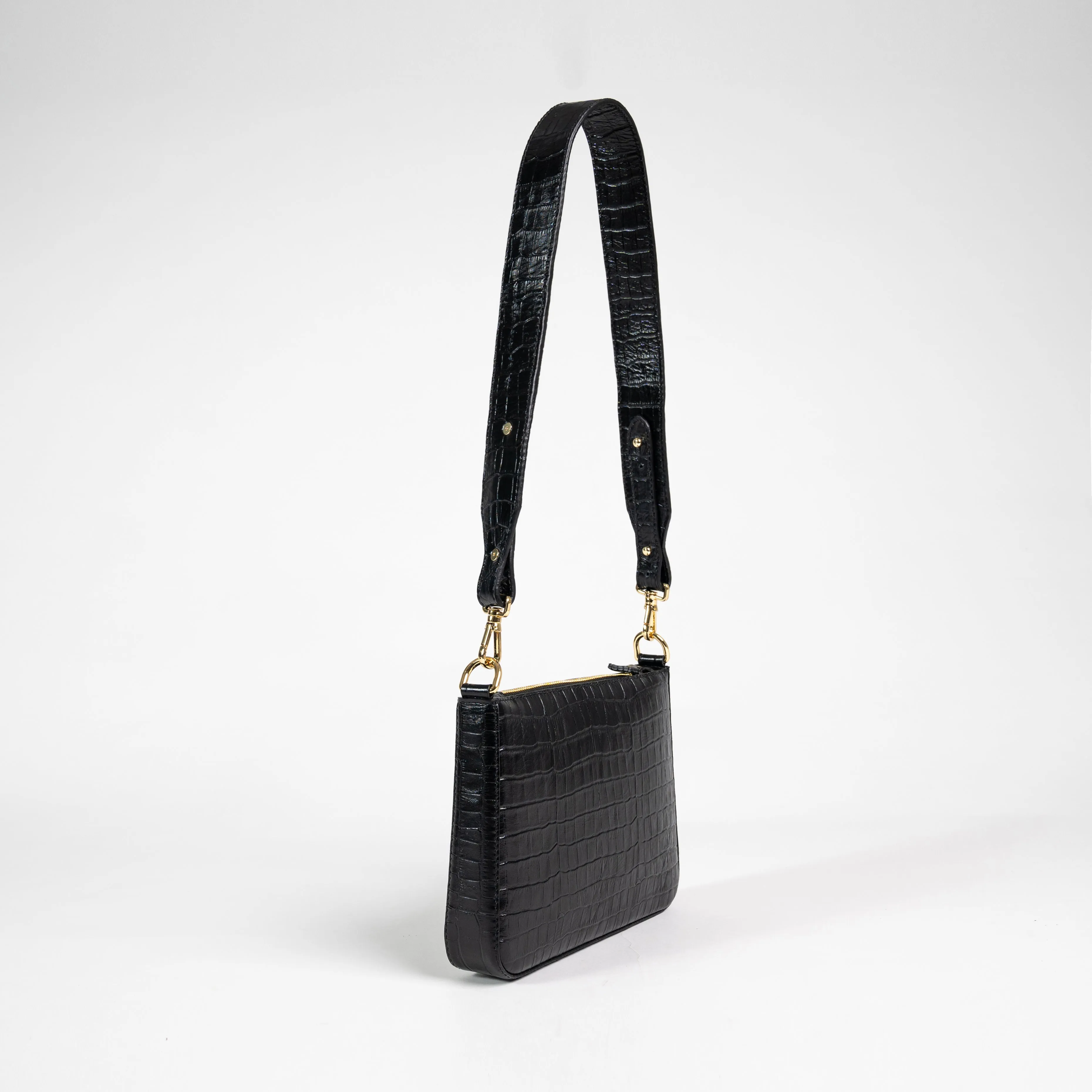 Small Leather Sling Bag - Black