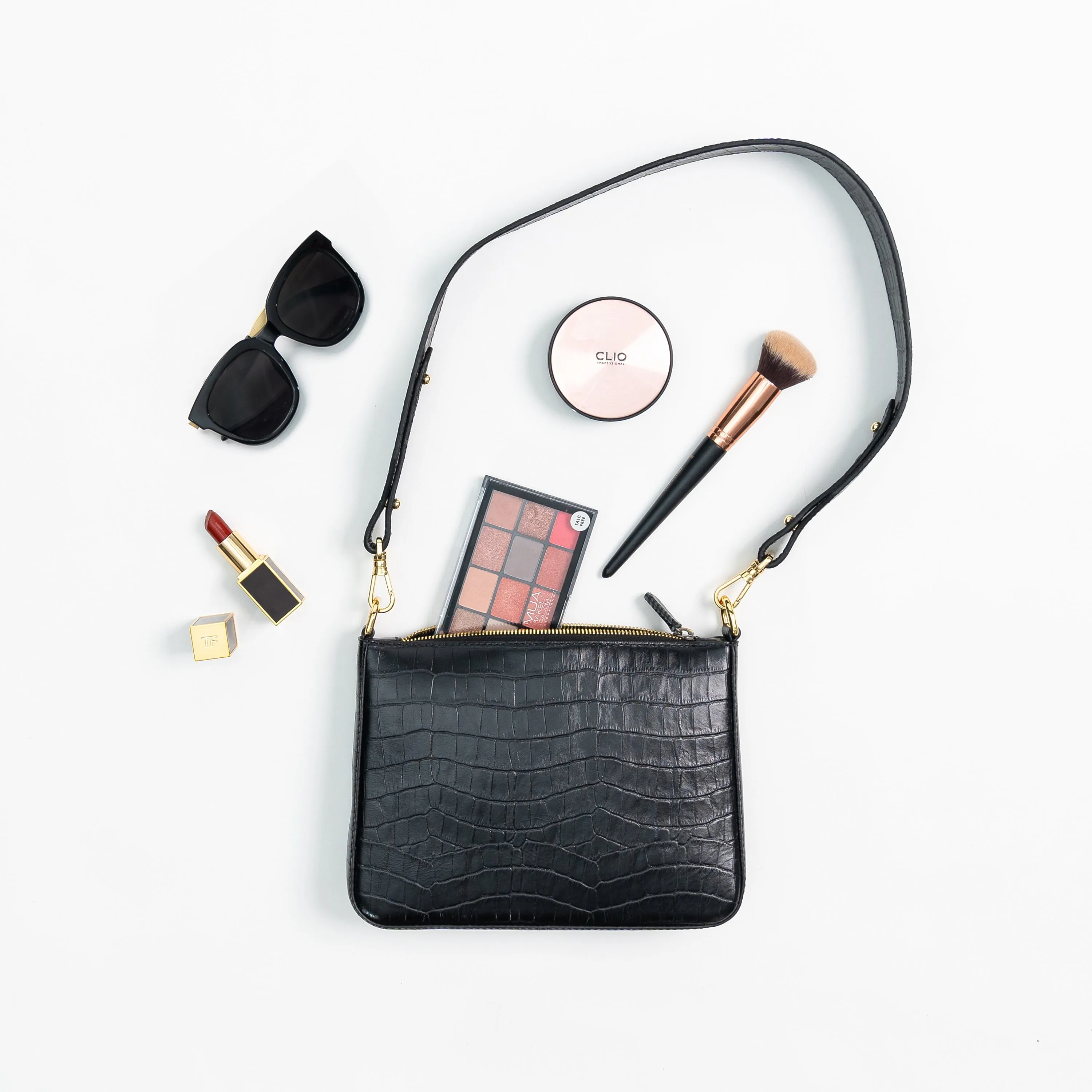 Small Leather Sling Bag - Black