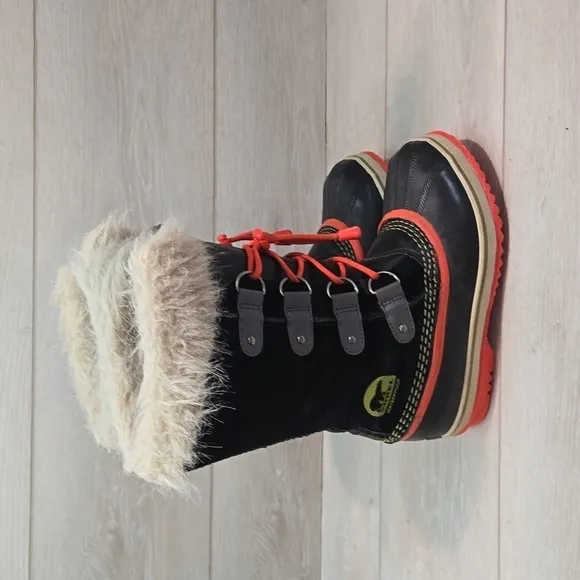 Sorel Kids Youth Sorel Joan of Arctic Tall Lace Up Leather Fur Boots shoes sz 3
